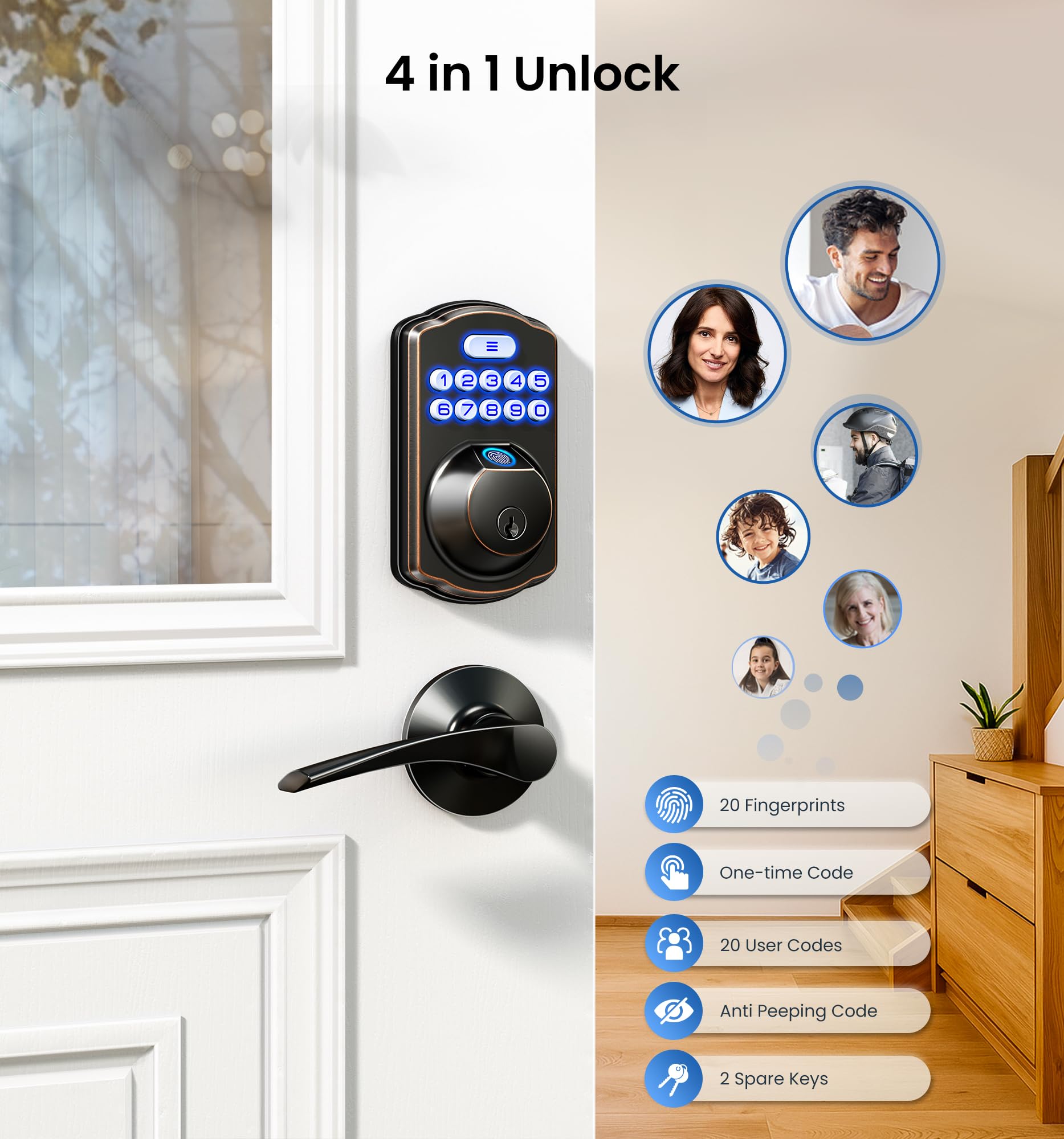 Veise KS02A Fingerprint Keypad Deadbolt Lock