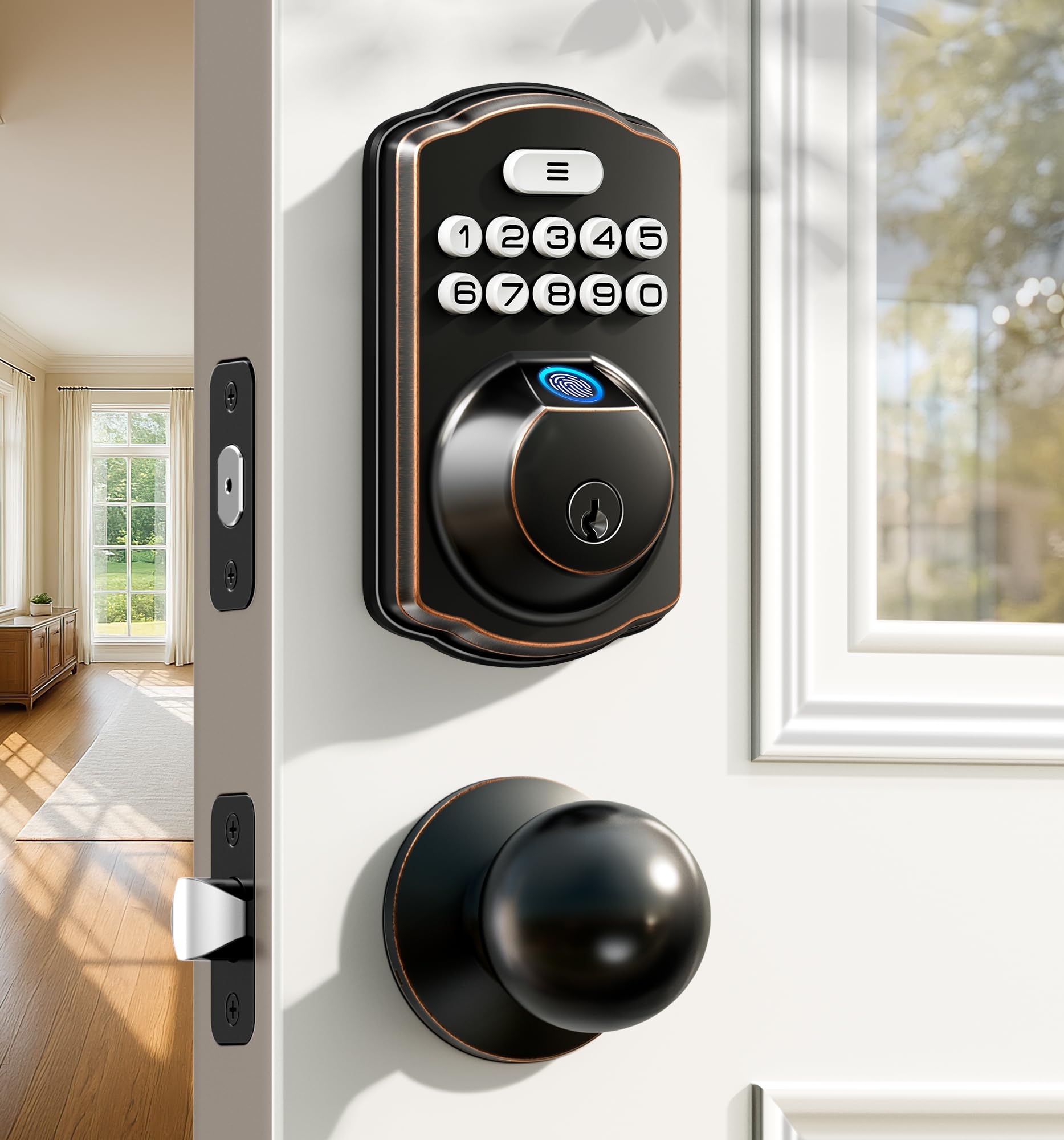Veise KS02C Fingerprint Deadbolt Lock with Knobs