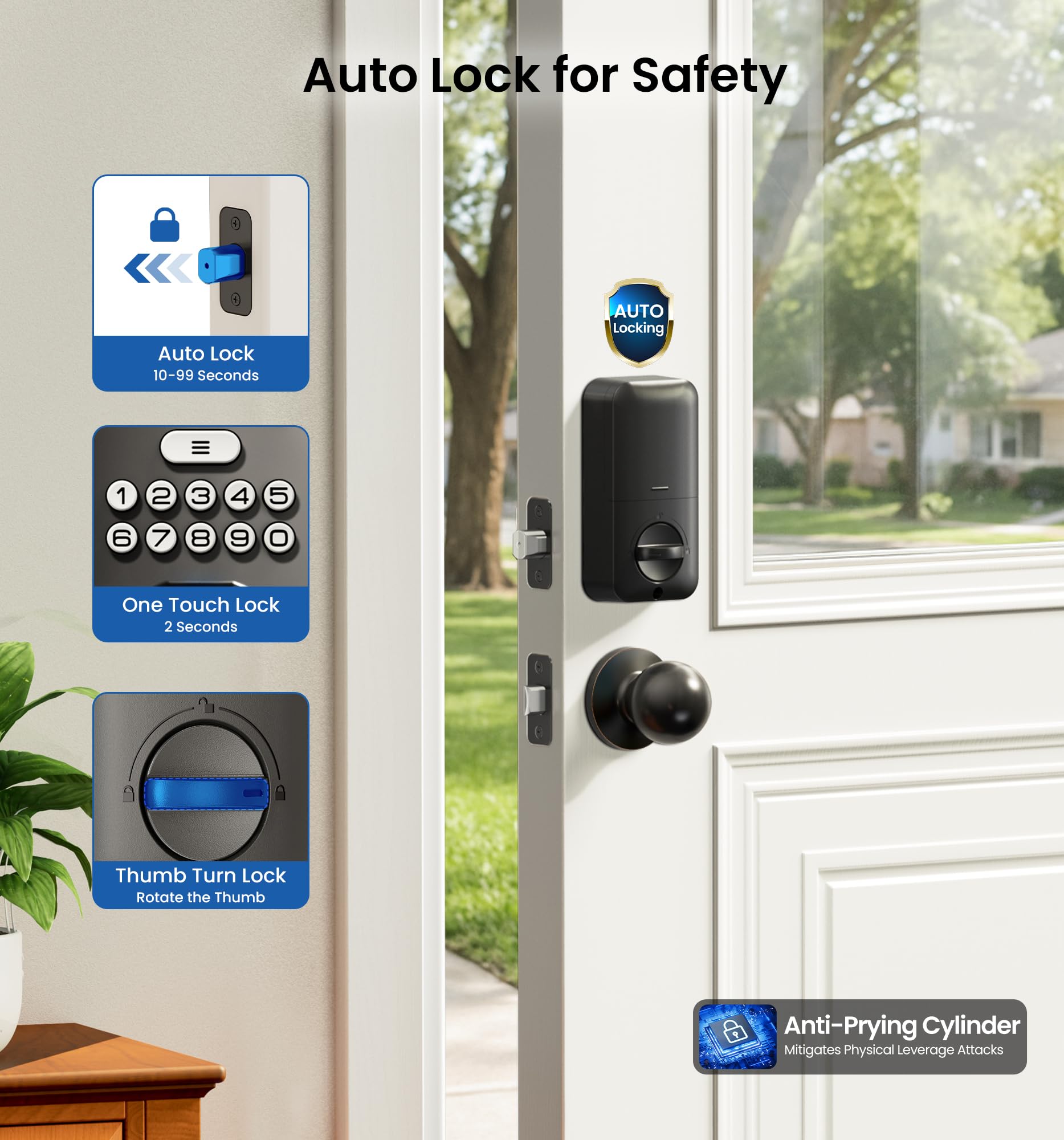 Veise KS02C Fingerprint Deadbolt Lock with Knobs