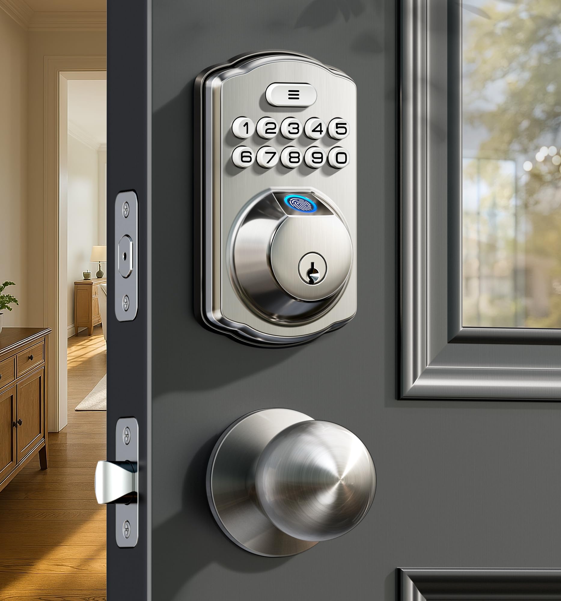 Veise KS02C Fingerprint Deadbolt Lock with Knobs