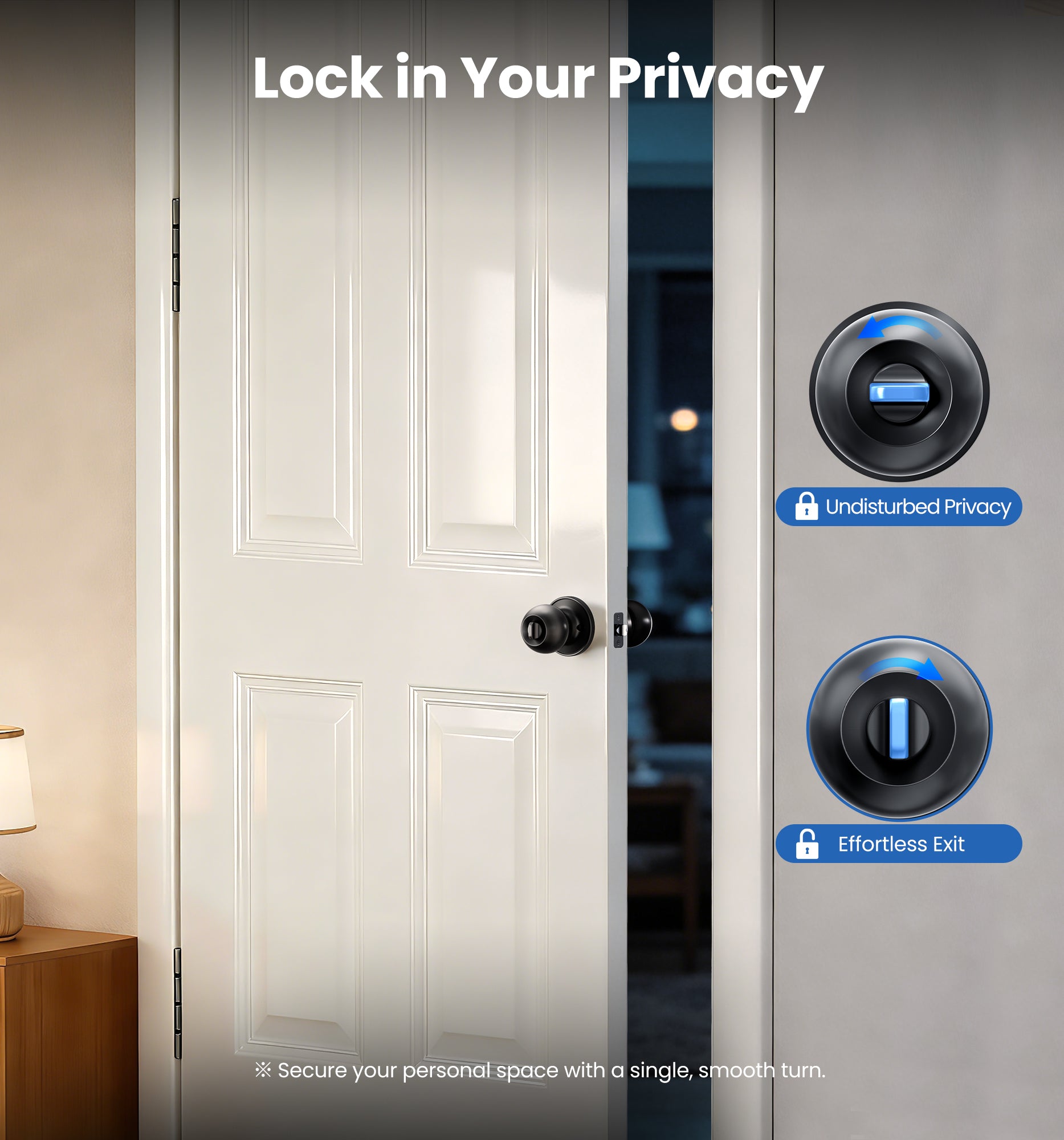 Veise K01 Keyed Entry Door Knob with Lock & Key