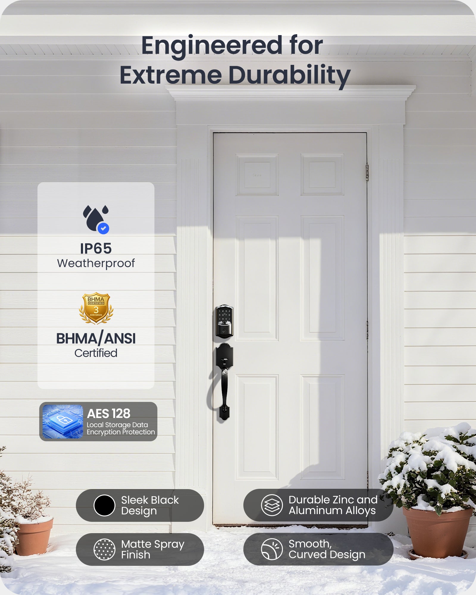 Veise VE027-H WiFi Fingerprint Smart Deadbolt Lock with Handleset