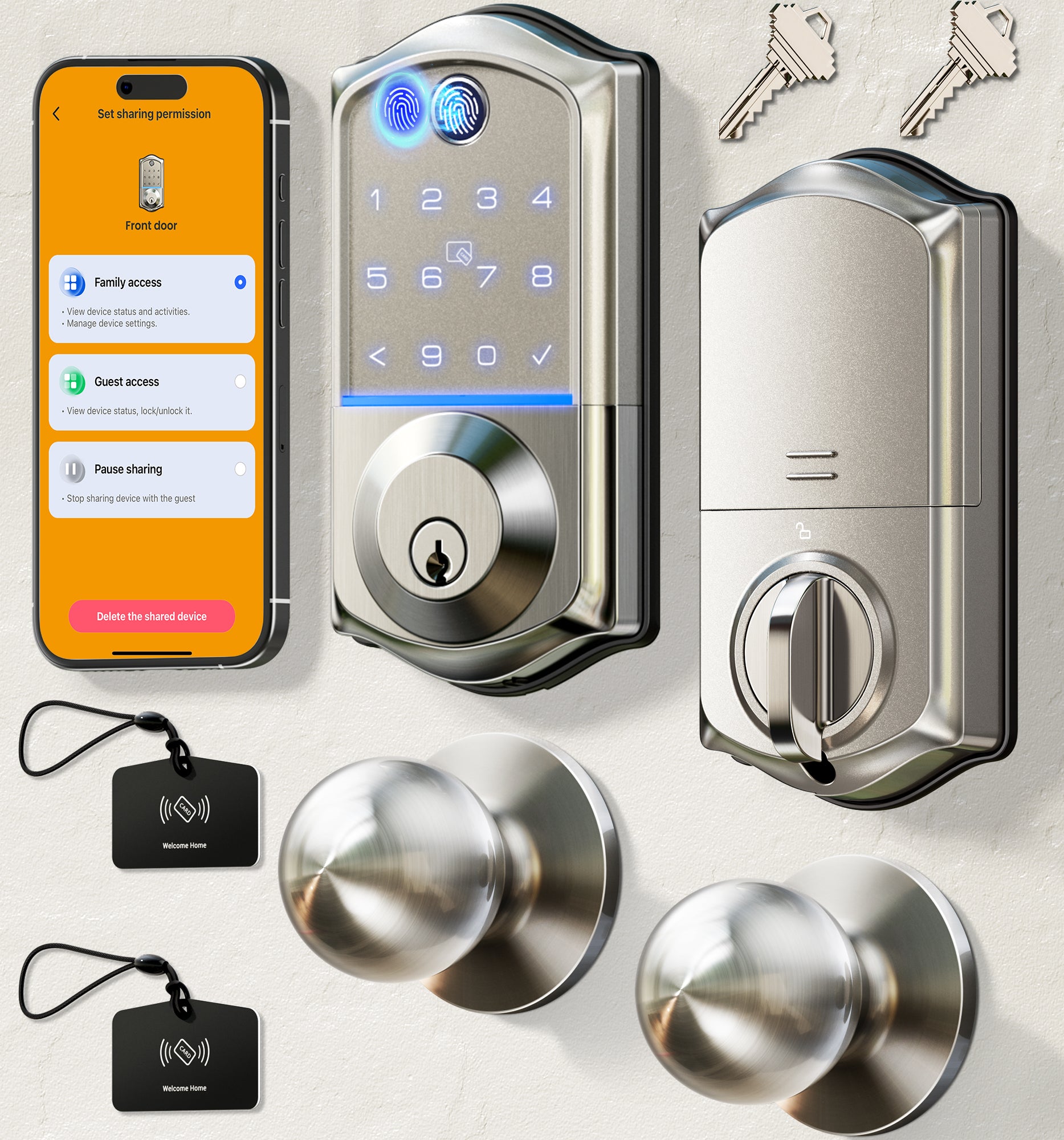 Veise VE017-K Fingerprint Smart Lock with 2 Knobs