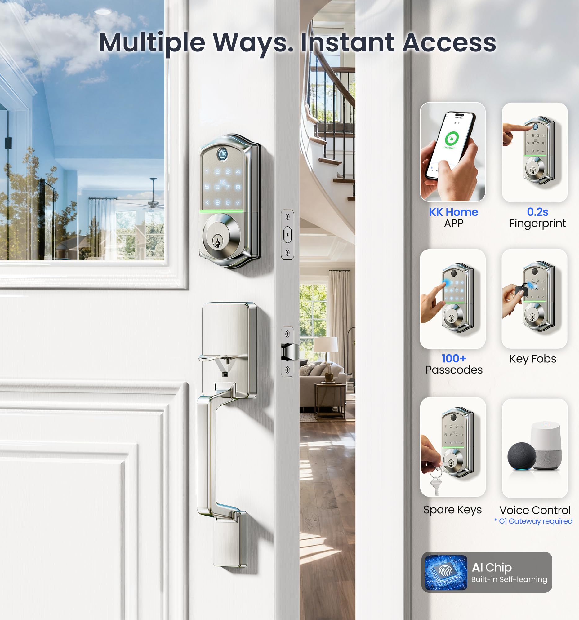 Veise VE017-D Fingerprint Smart Front Door Lock Set