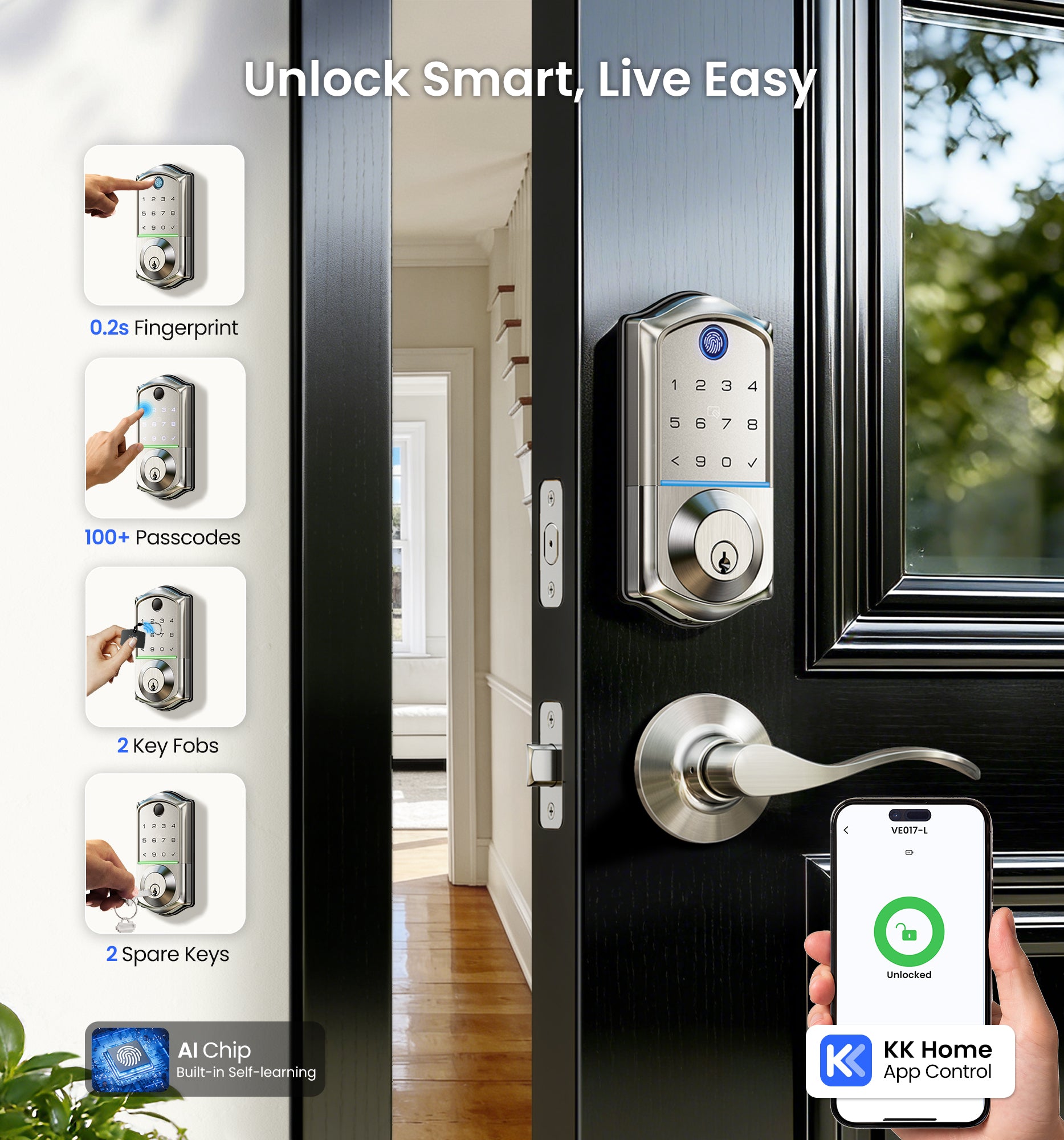 Veise VE017-L Fingerprint Smart Lock with Levers
