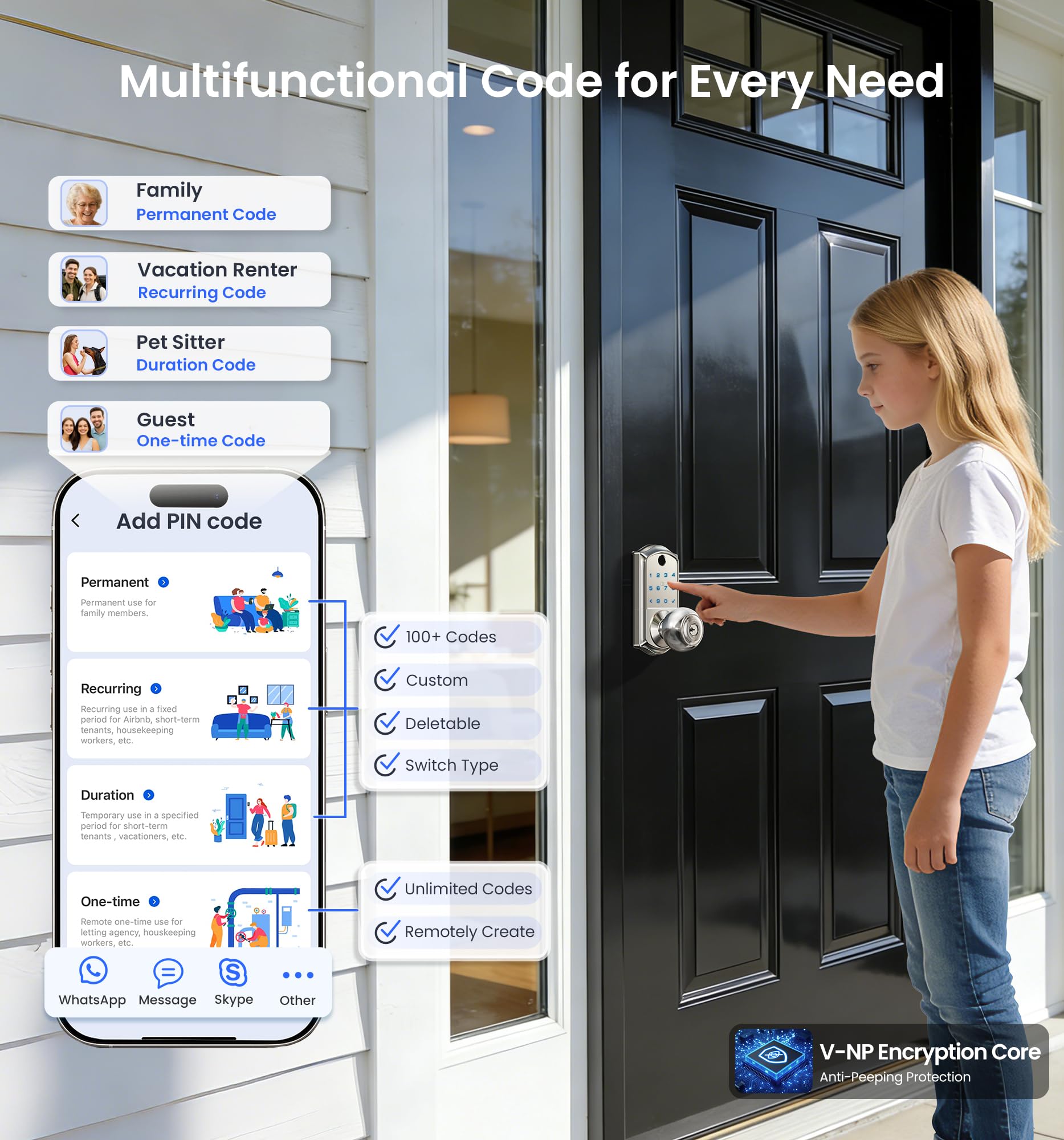 Veise VE018 Fingerprint Smart Lock with Knob