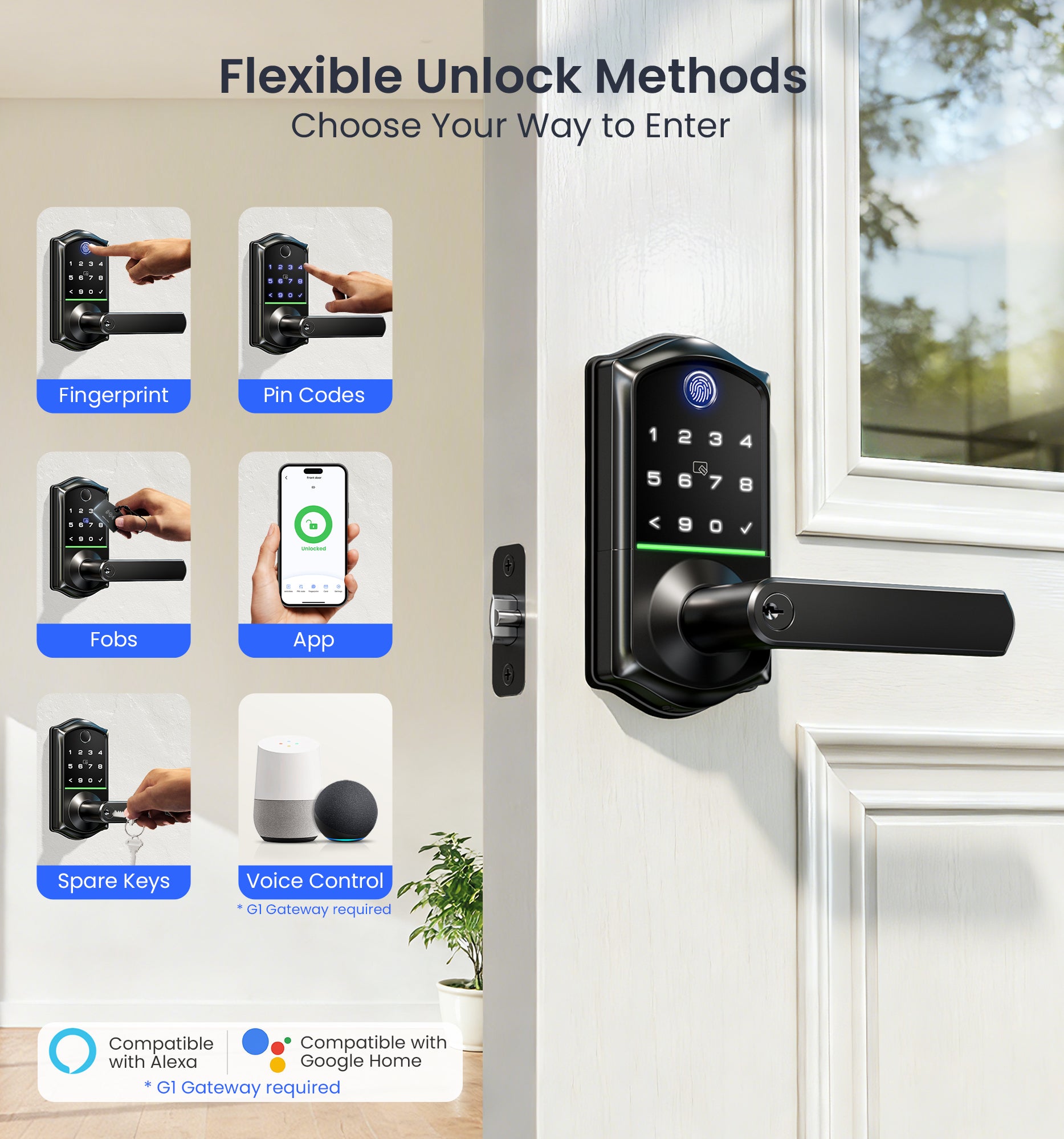 Veise VE019 Fingerprint Smart Lock with Handle