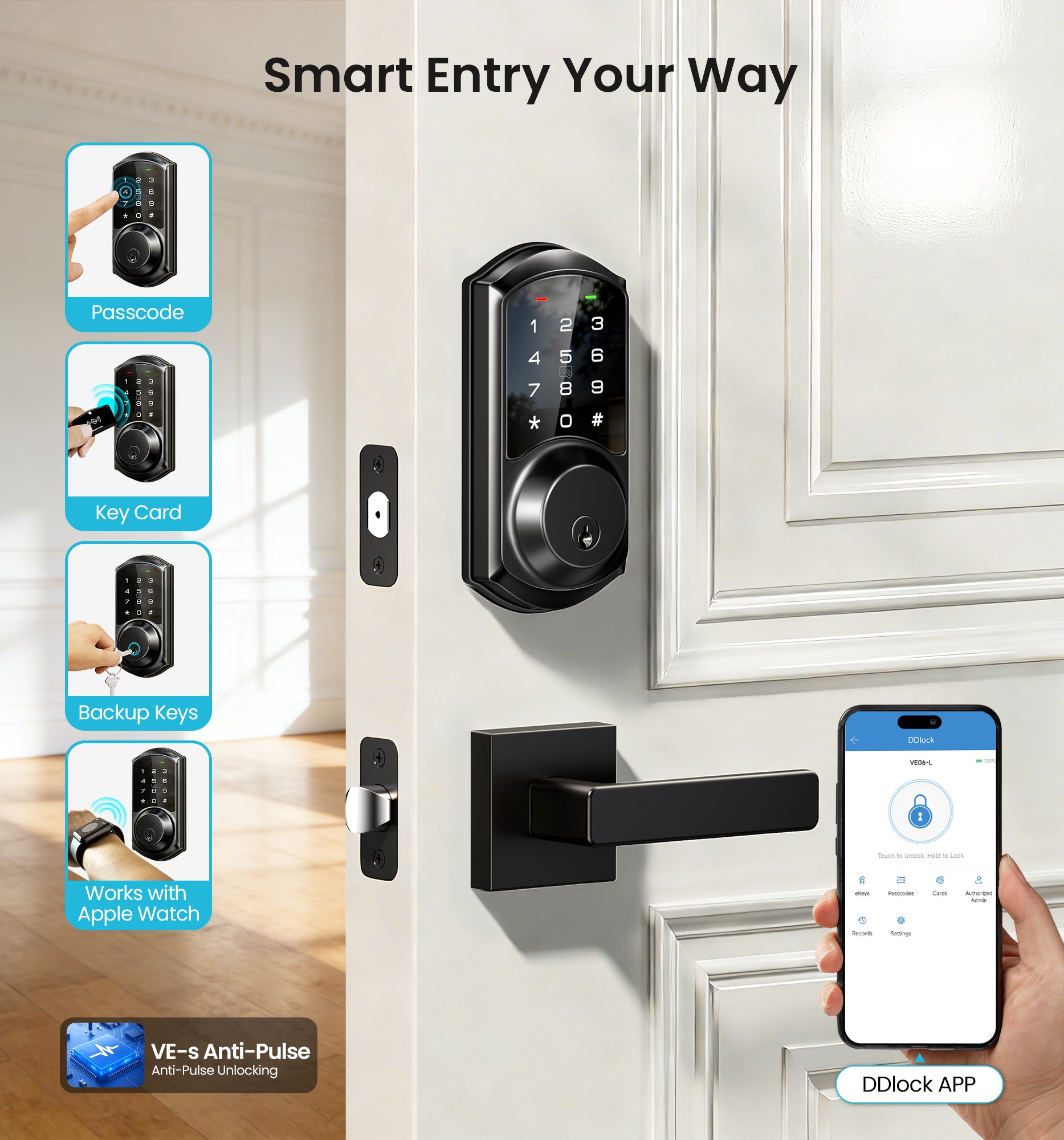 Veise VE06-L Keypad Smart Lock with Levers