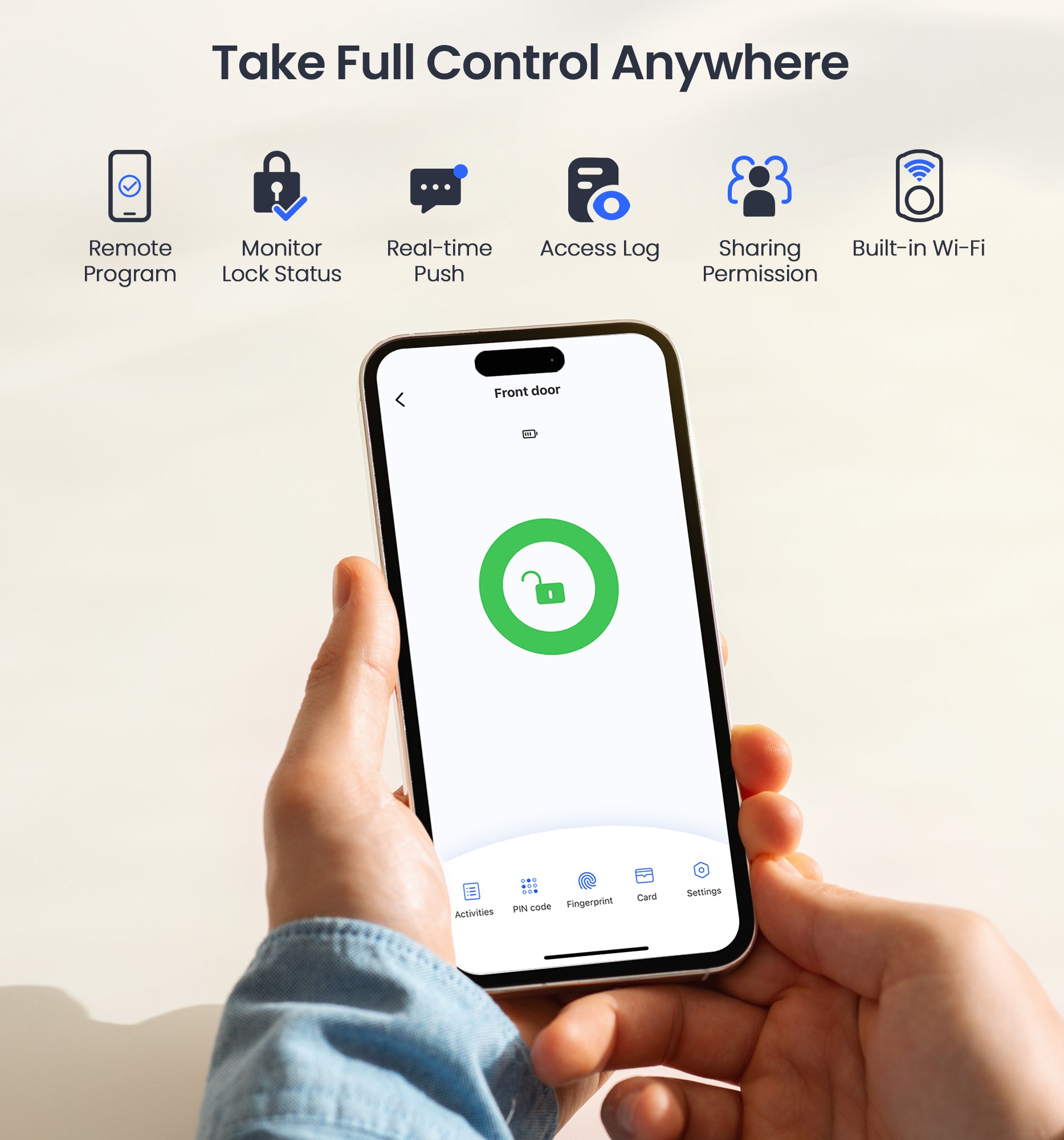 Veise VE012W Wi-Fi Fingerprint Smart Door Locks for Front Door, App Remote Control, Keyless Entry Digital Lock, Keypad Deadbolt with Code