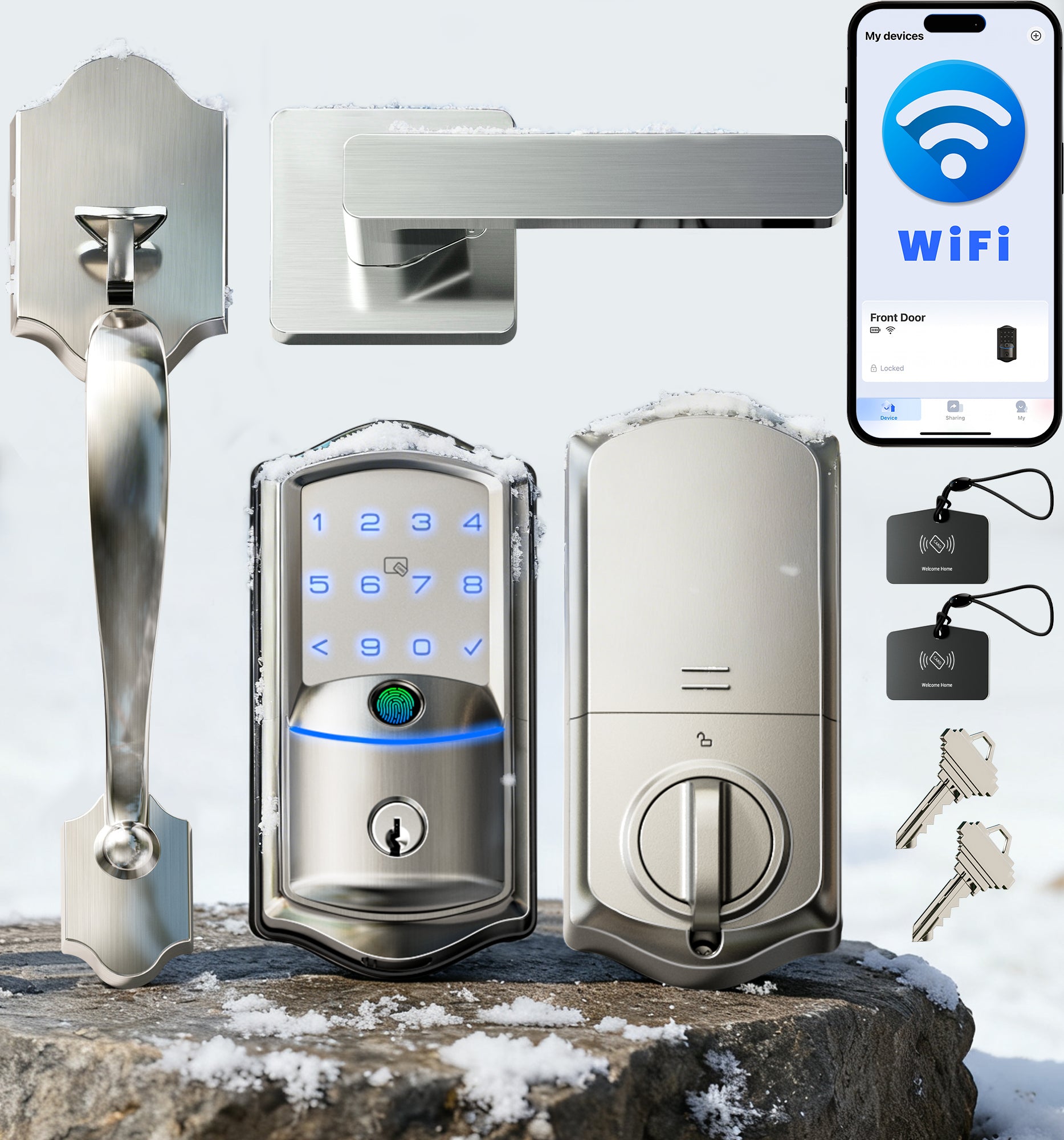 Veise VE027-H WiFi Fingerprint Smart Deadbolt Lock with Handleset