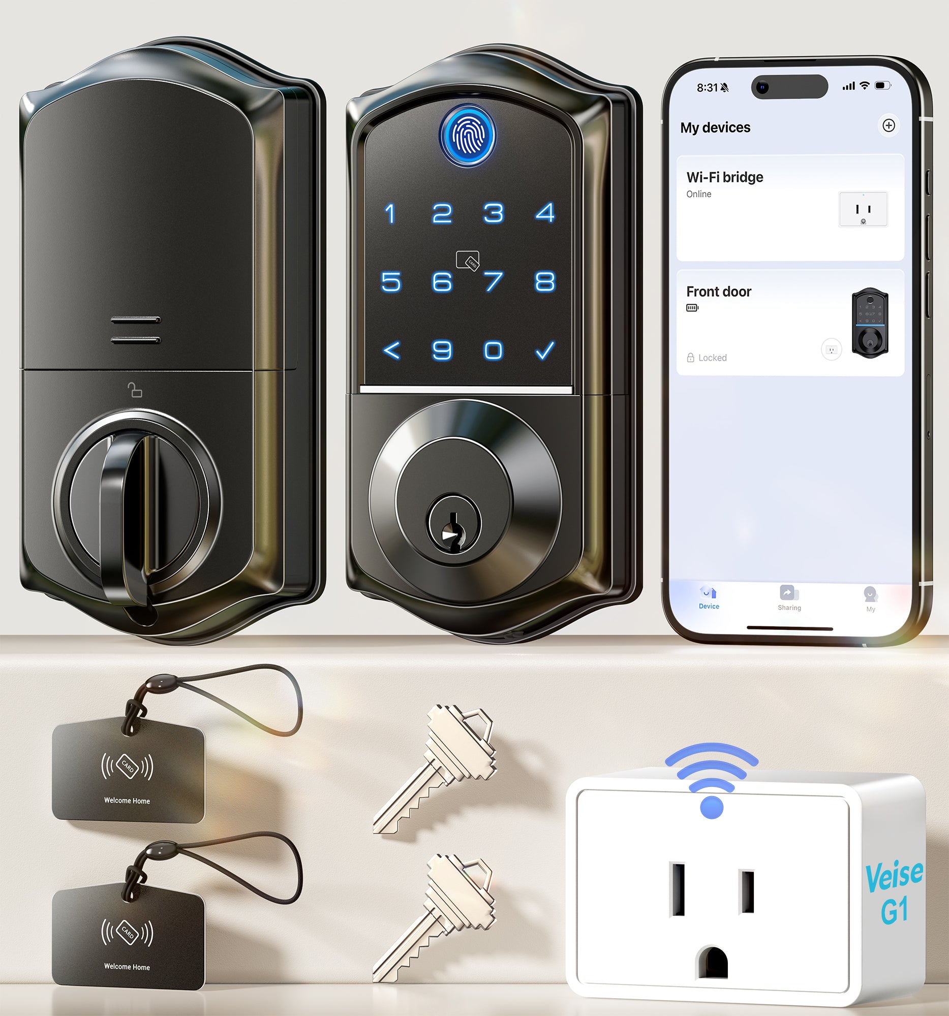 Veise VE017G Wi-Fi Smart Door Lock with Fingerprint