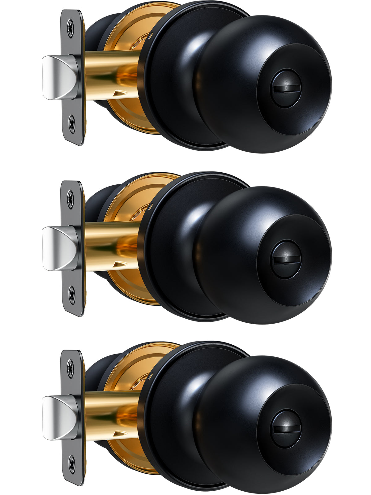 KF01 Privacy Door Knobs Set #Color_Matte Black