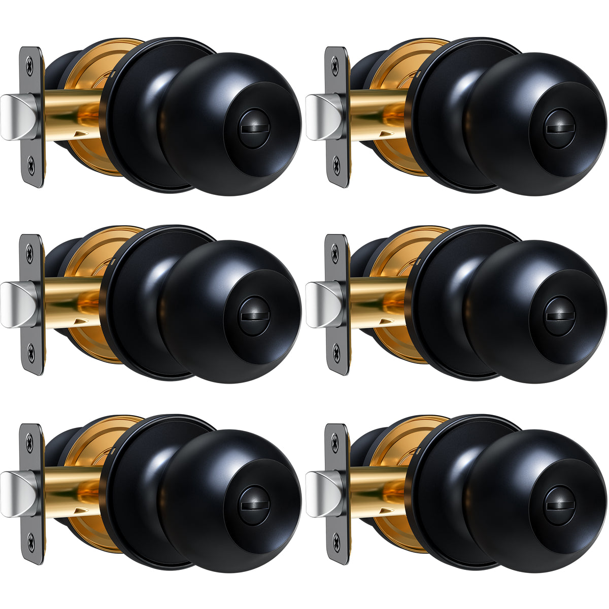 KF01 Privacy Door Knobs Set #Color_Matte Black