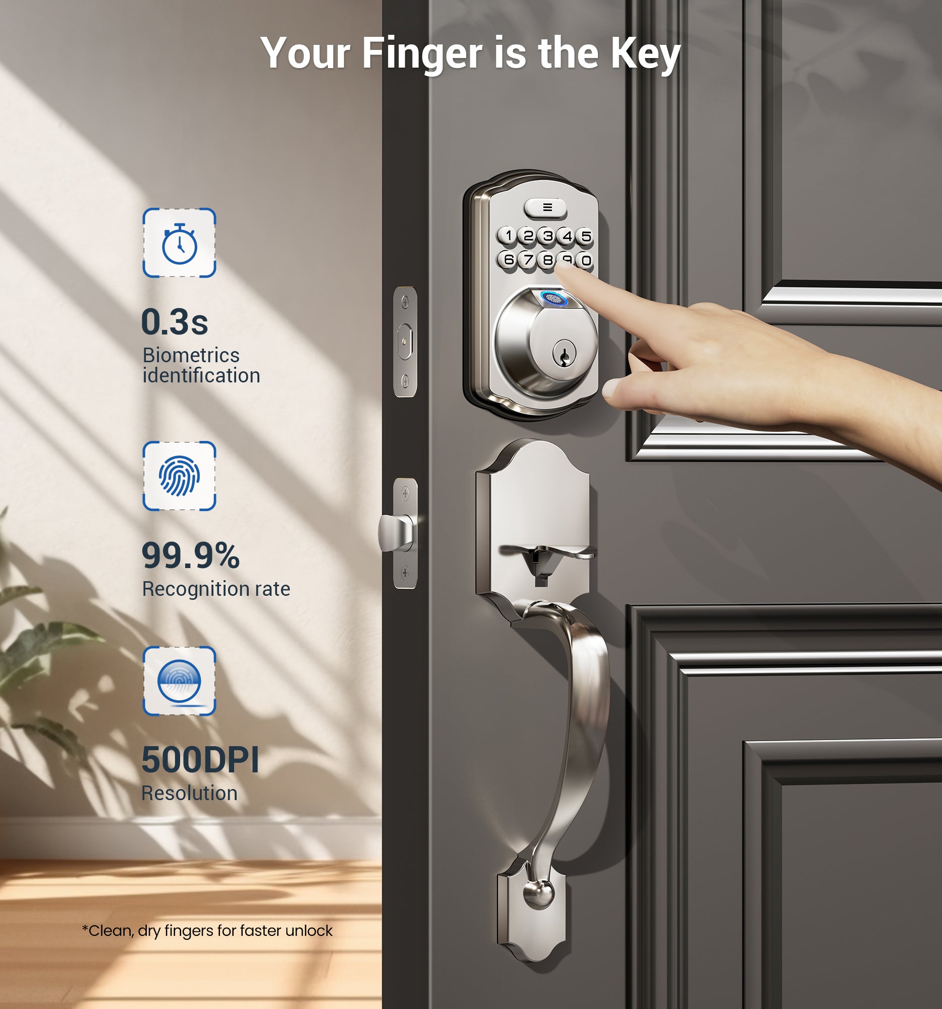 Veise KS02D Fingerprint Door Lock with Handle Set