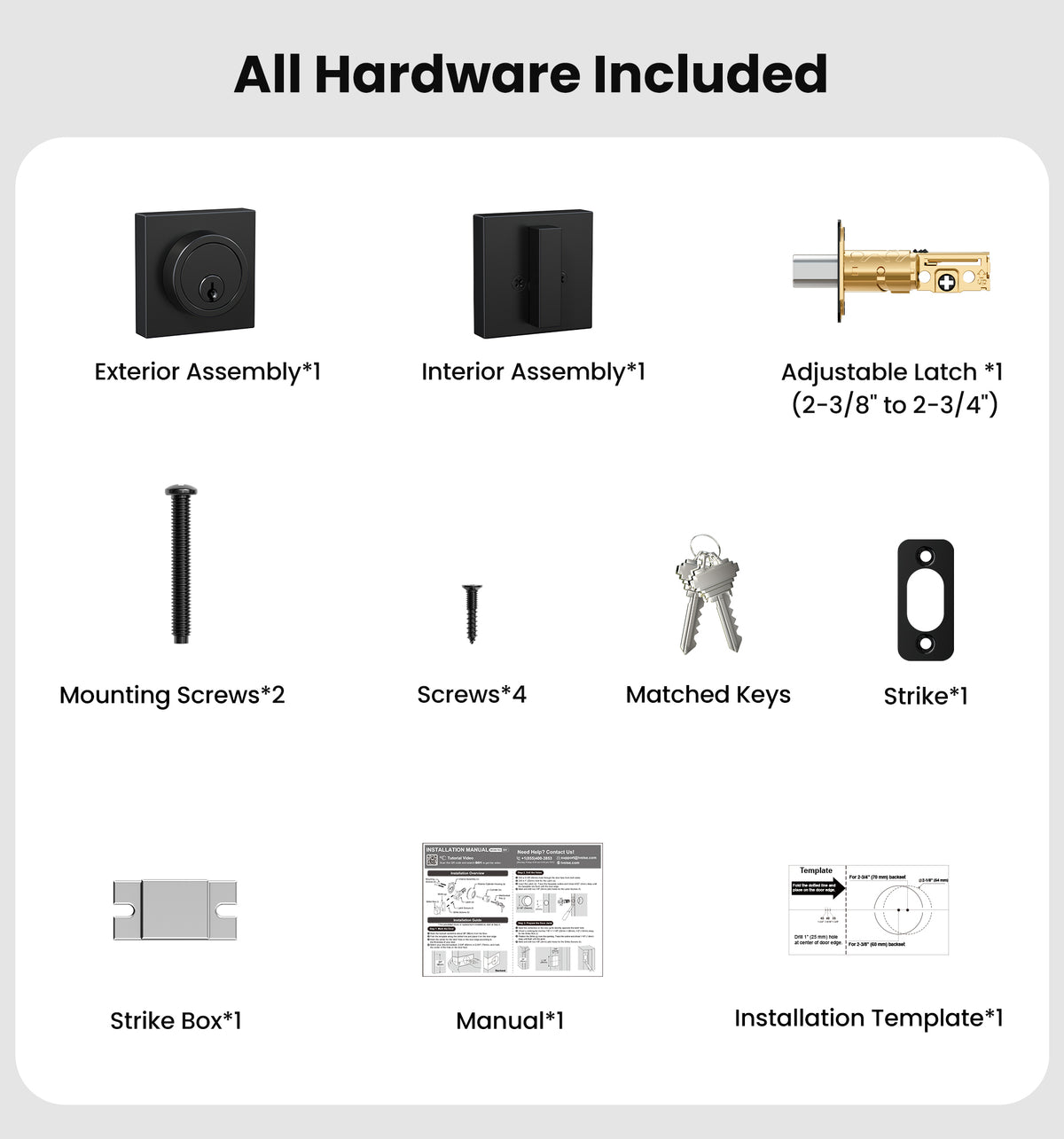 ZY01 Modern Square Deadbolt Lock #Color_Matte Black