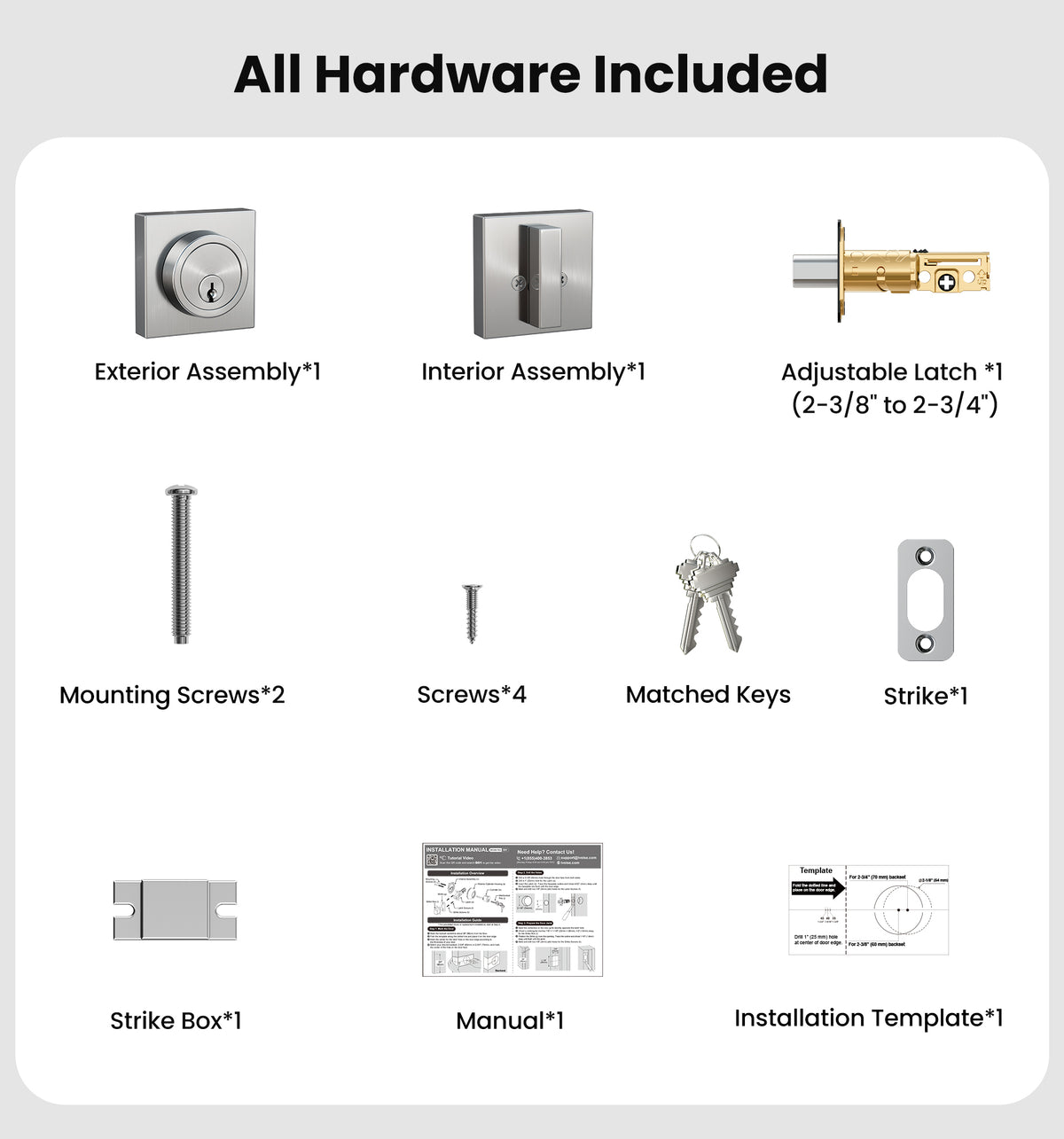 ZY01 Modern Square Deadbolt Lock #Color_Satin Nickel