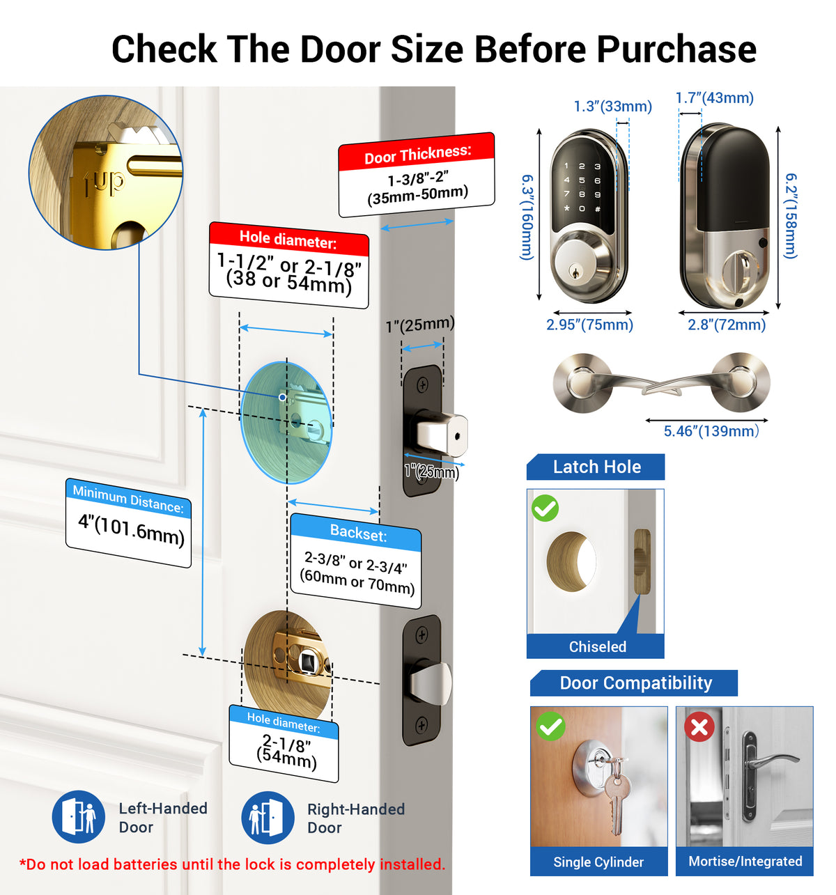 Veise RZ06B Keypad Smart Lock with Levers #Color_Satin Nickel