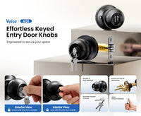 Veise K01 Keyed Entry Door Knob with Lock & Key