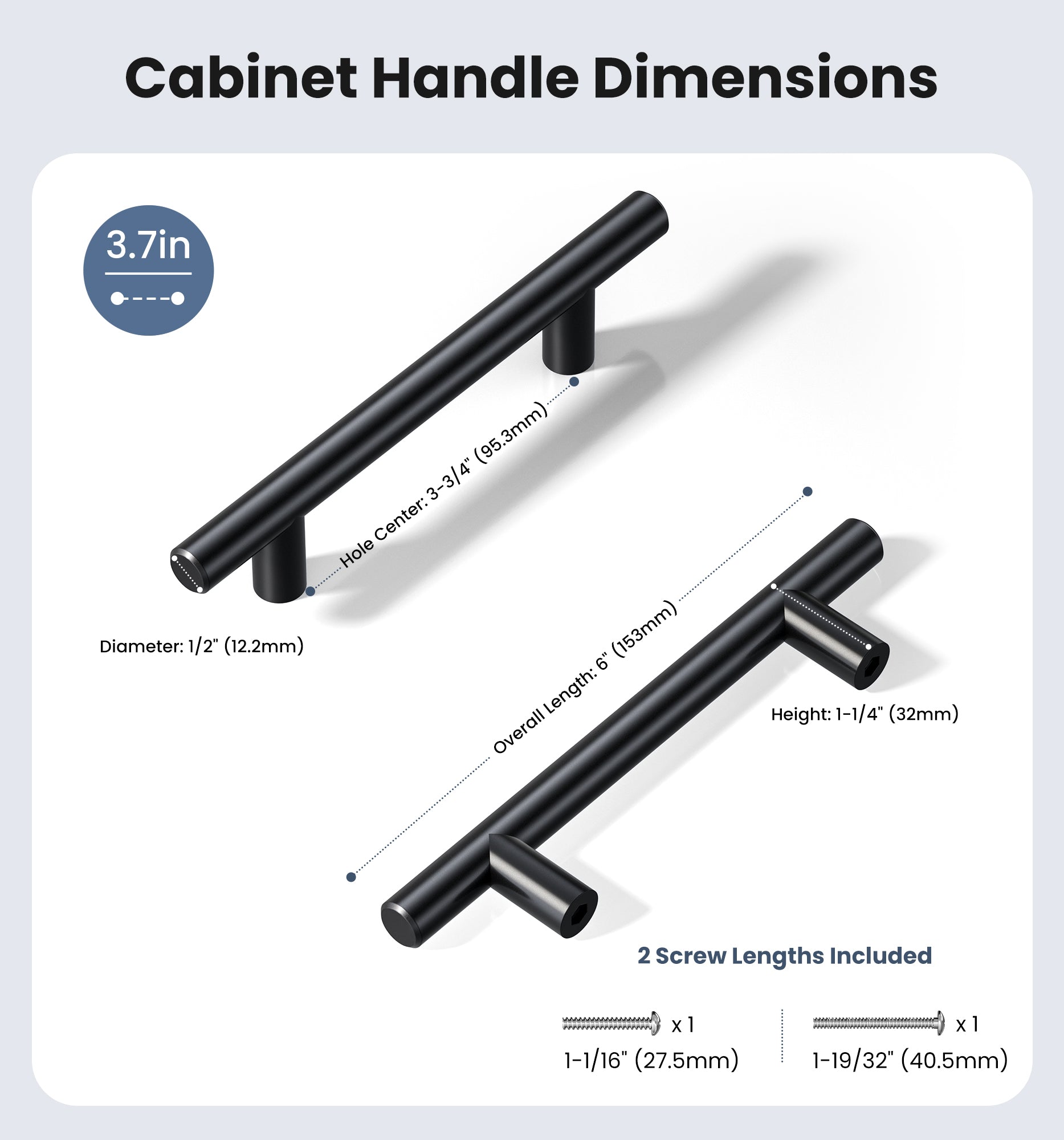 Veise DH-3.75IN Cabinet Handles 3.75 Inch Hole Center