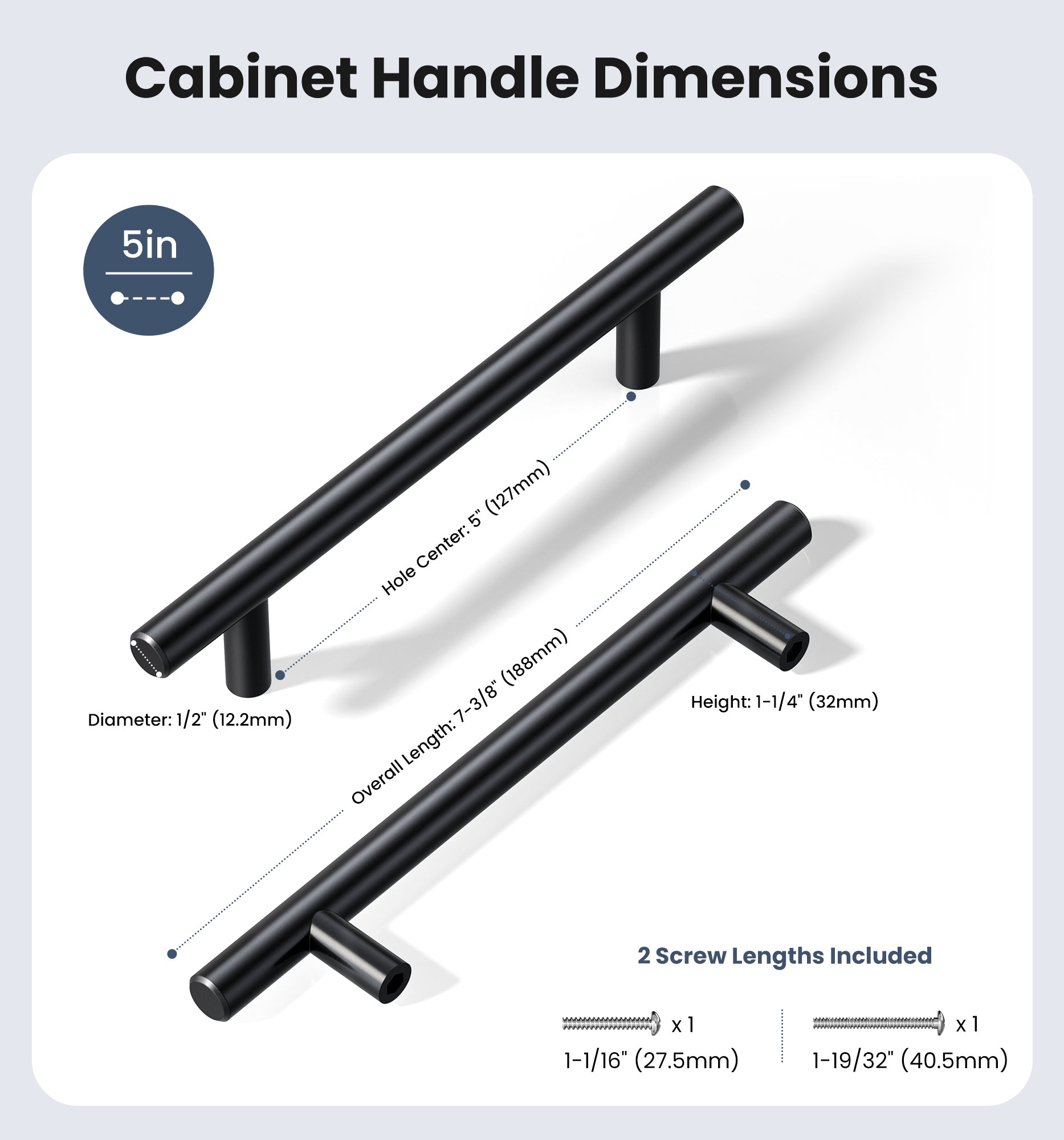 Veise DH-5IN Cabinet Handles 5 Inch Hole Center