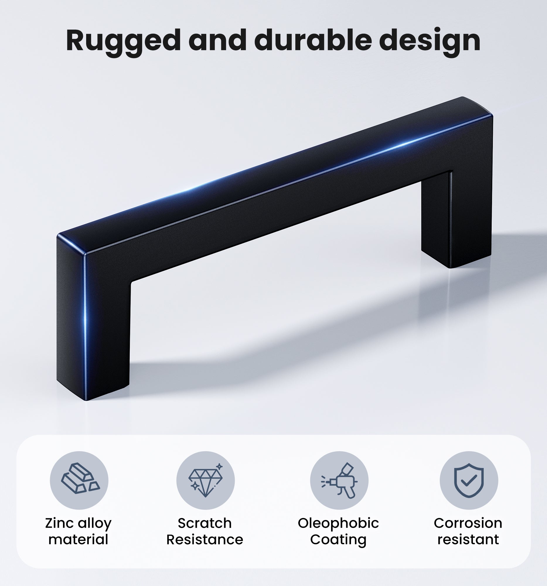 Veise DHZN 3Inch  Kitchen Square Cabinet Handles Matte Black Pulls