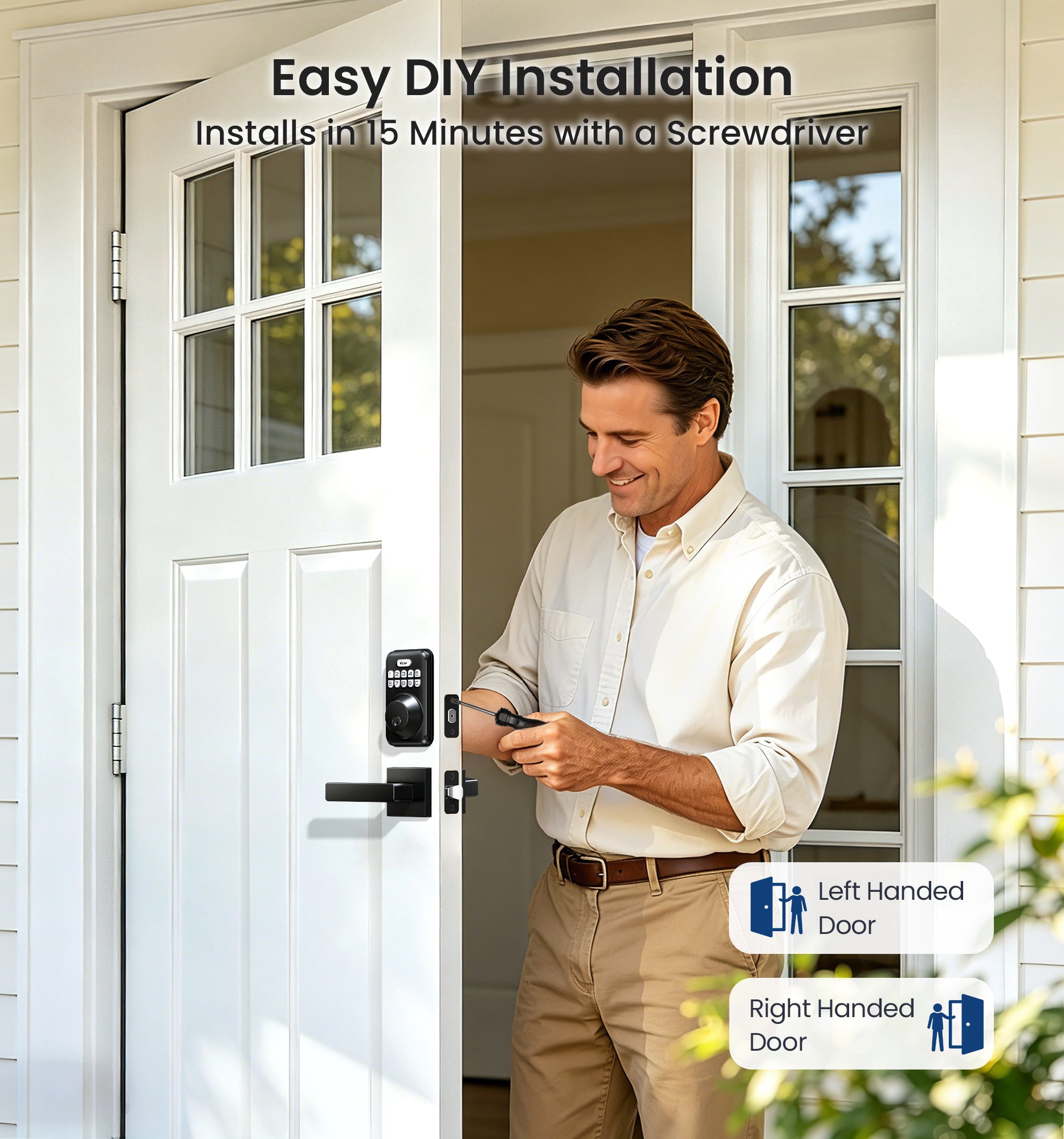 Veise DK01-B Keypad Deadbolt with 2 Lever Handles