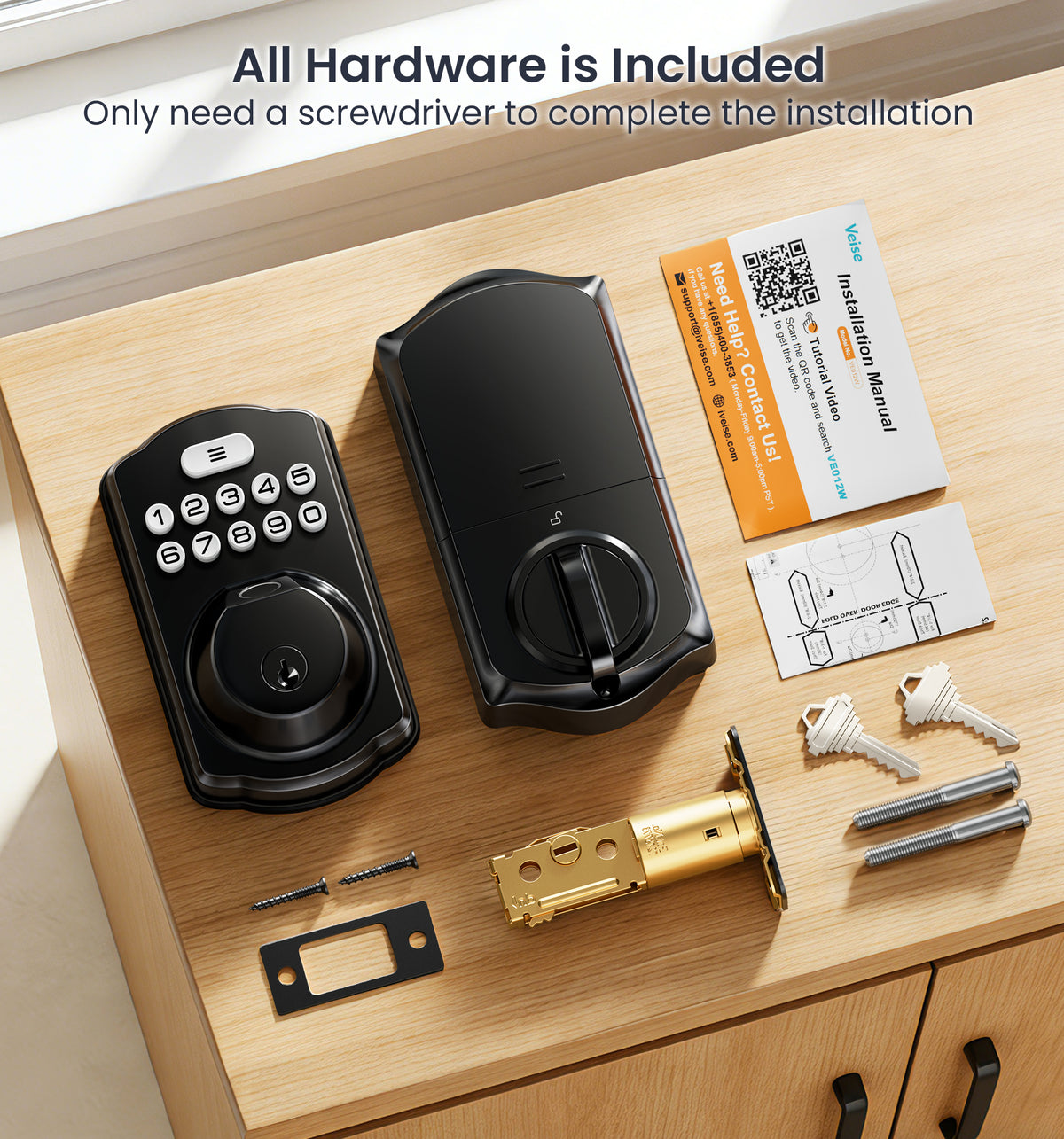Veise VE012W Built-in Wi-Fi Fingerprint Smart Lock #Color_Matte Black