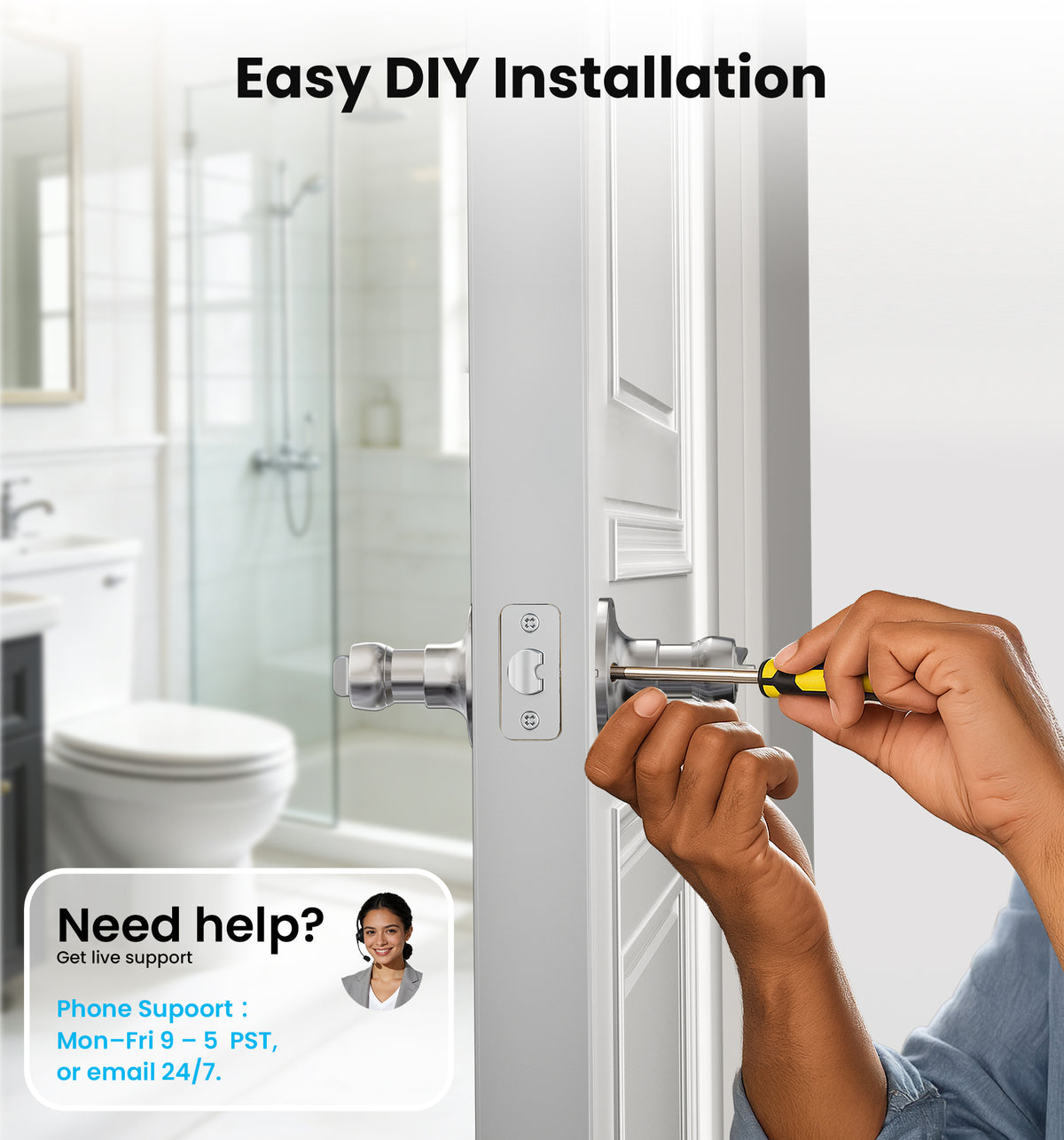 HF01-S Privacy Lever lock #Color_Satin Nickel
