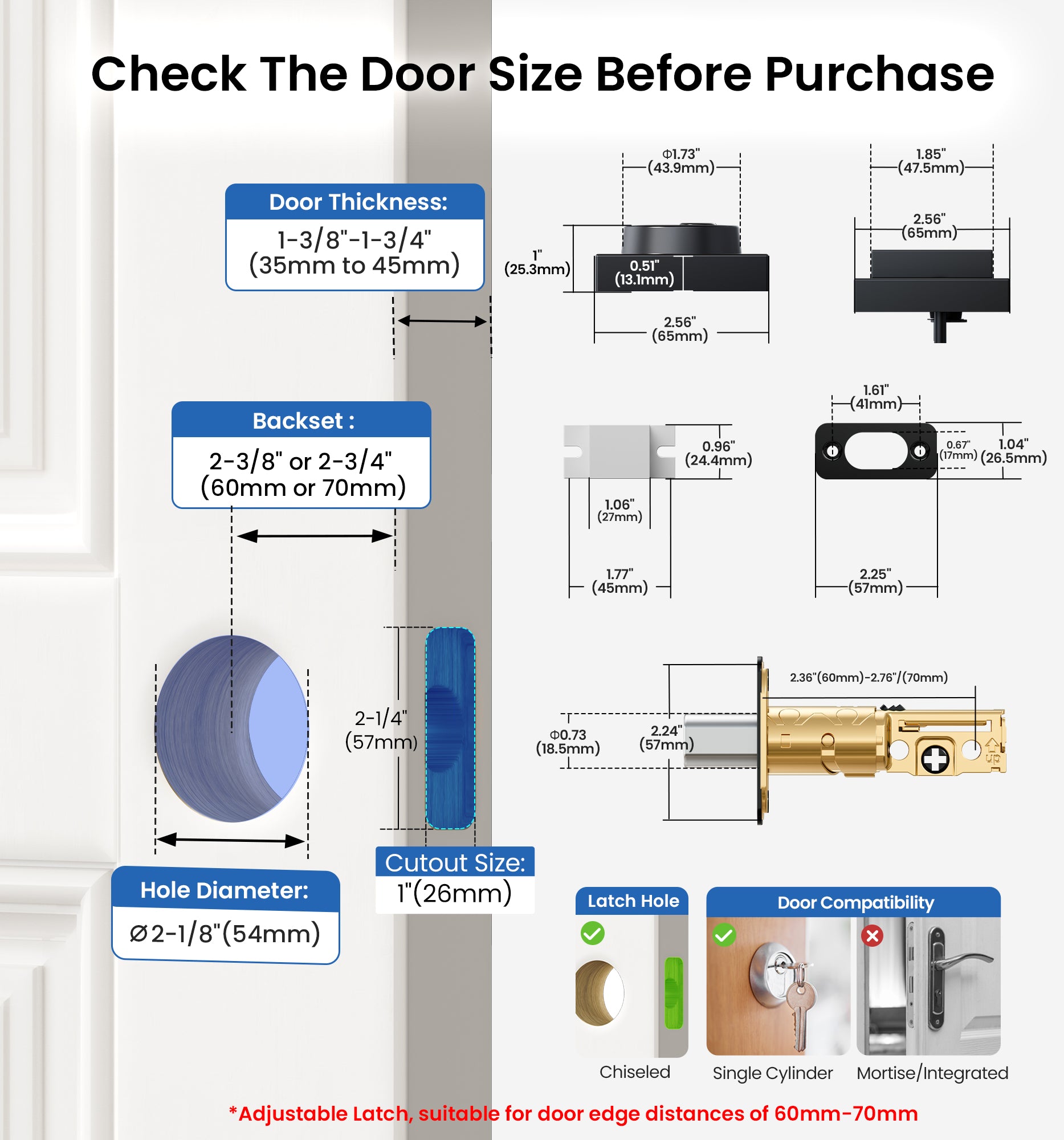 Vesie ZY01 Modern Square Deadbolt Lock