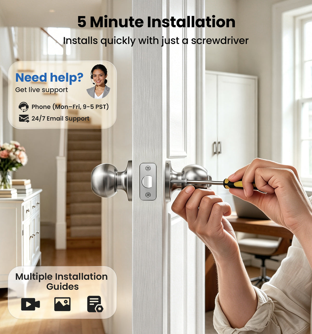 KF01 Interior Door Knob #Color_Satin Nickel