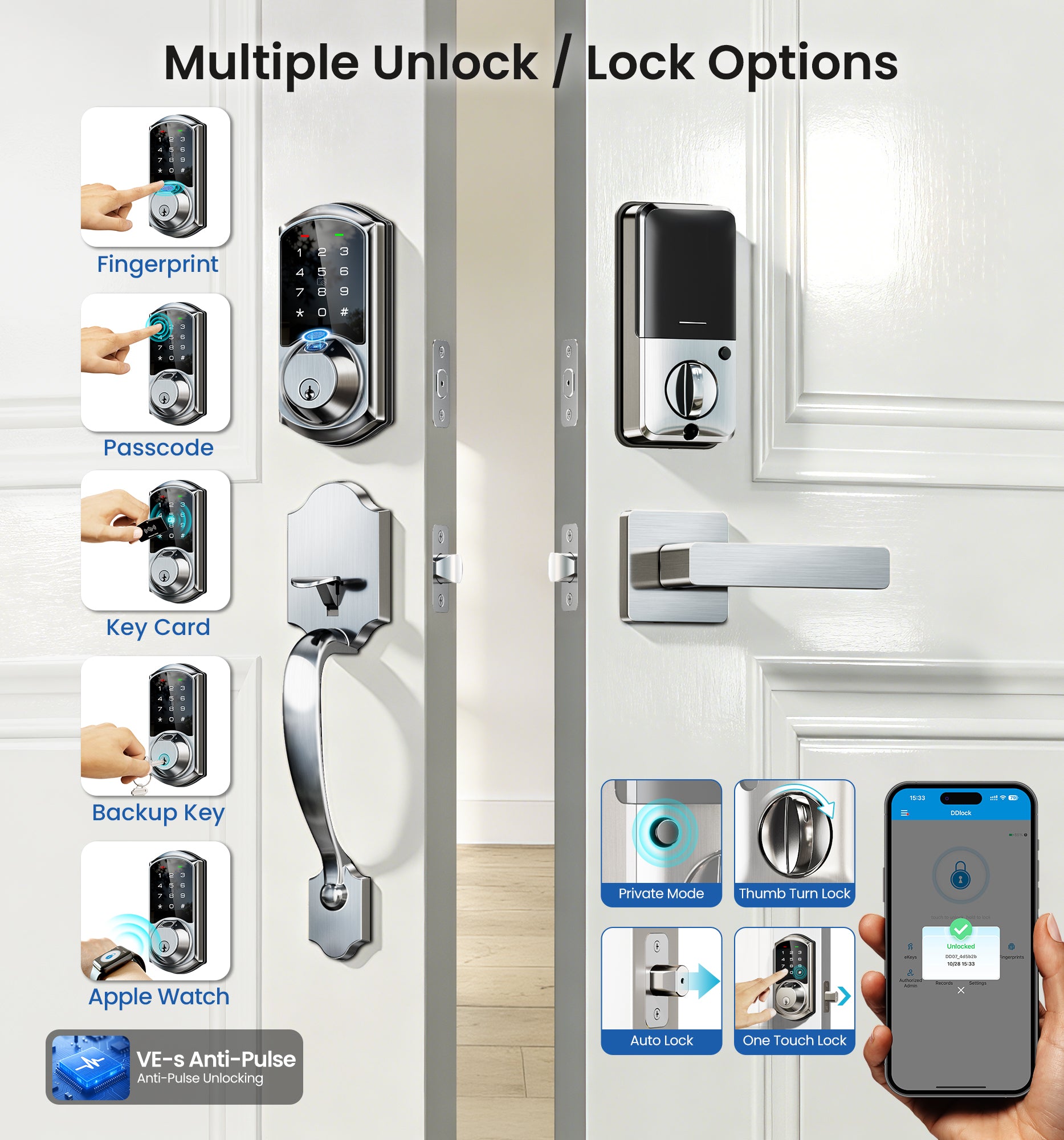 Veise VE07-H Fingerprint Smart Lock with Handles