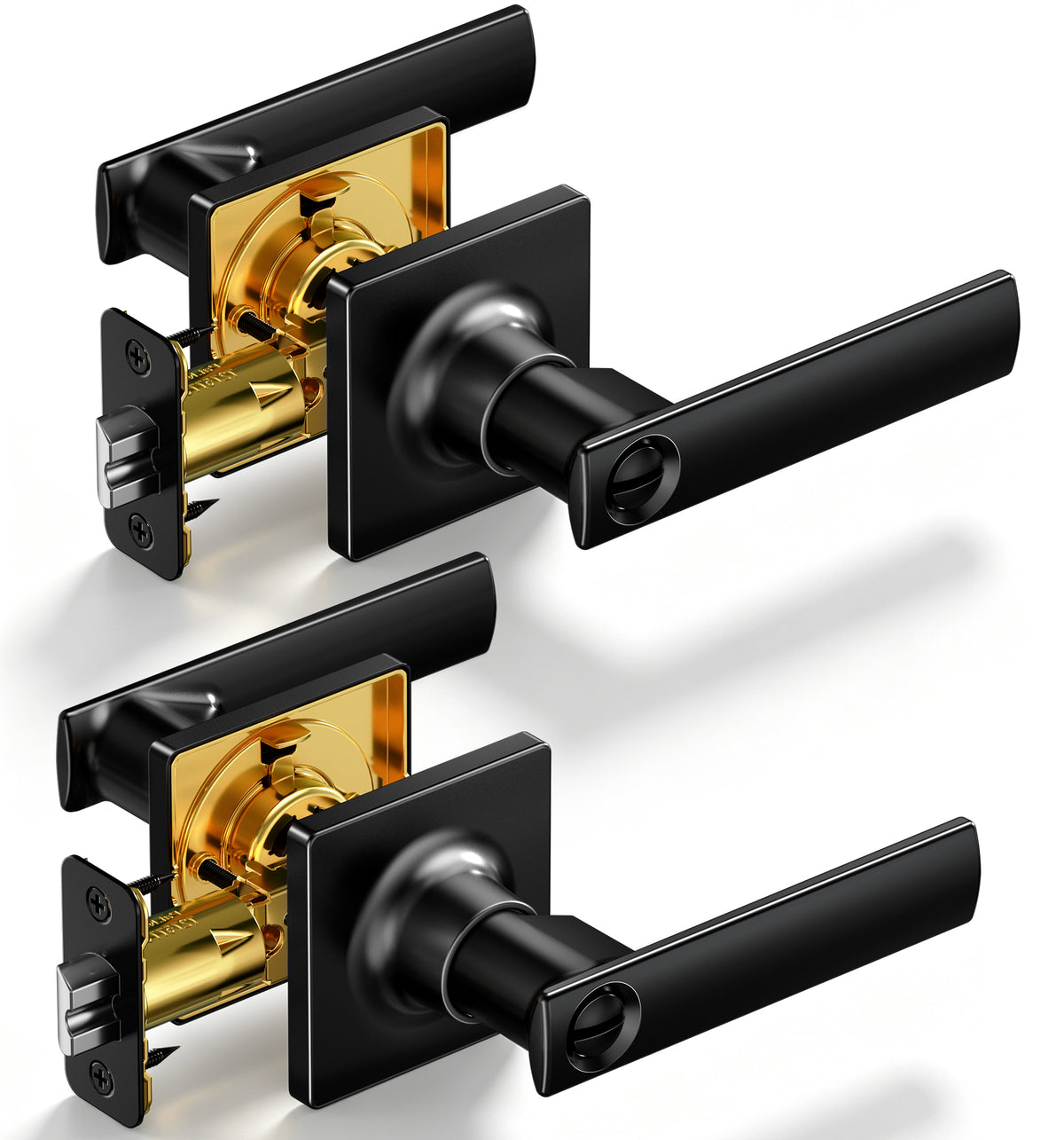 LY-F Square Privacy Door Lever #Color_Matte Black