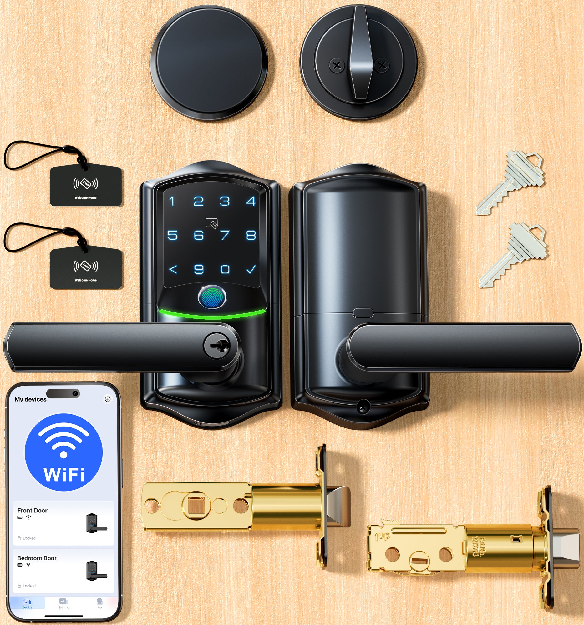Veise VE029-E WiFi Smart Lever Lock with Non-Keyed Deadbolt
