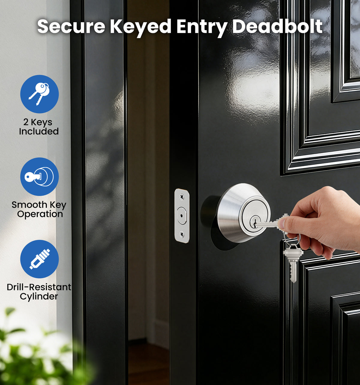 D01 Single Cylinder Deadbolt #Color_Satin Nickel