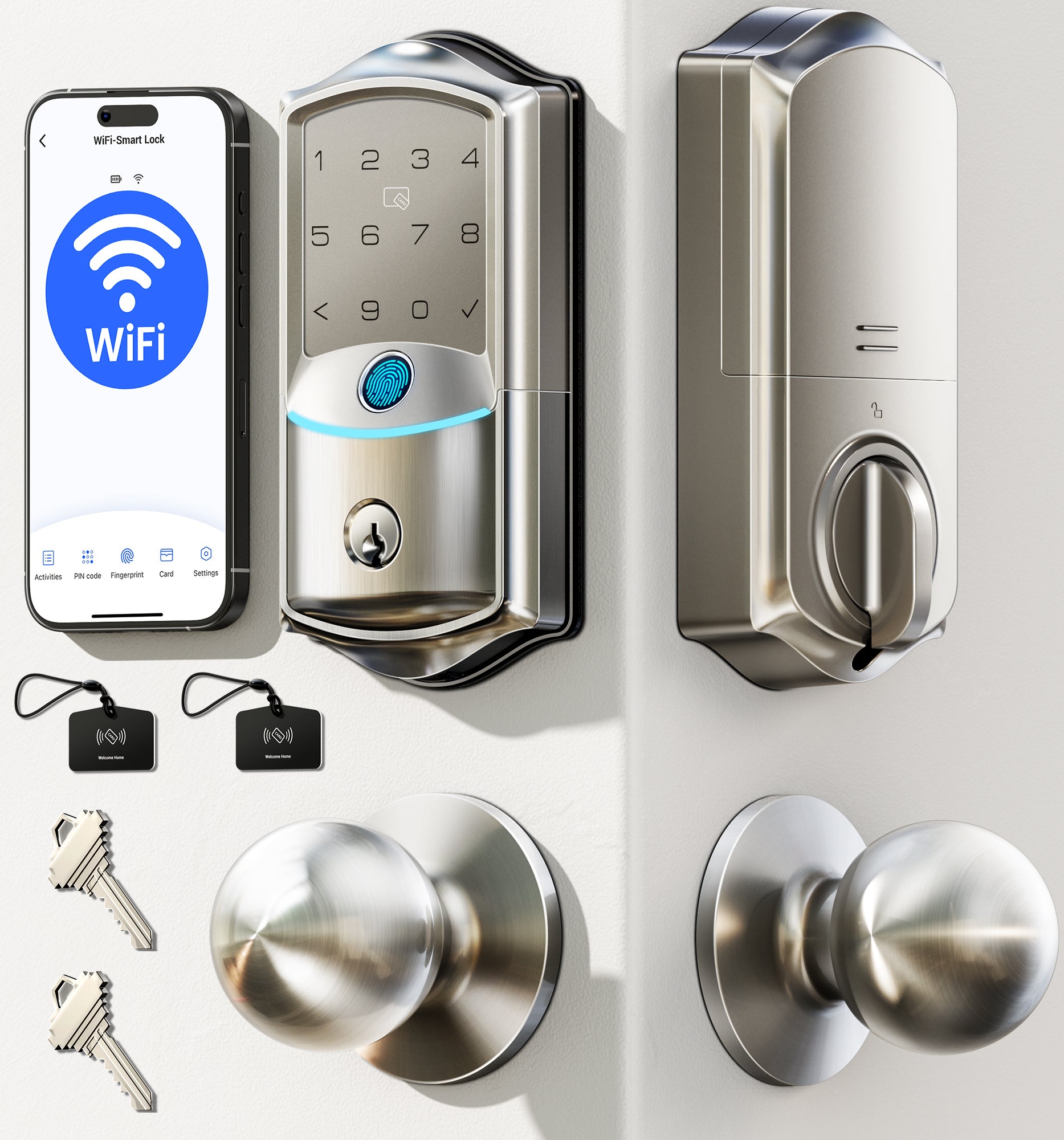 Veise VE027-K Built-in Wi-Fi Fingerprint Smart Lock with 2 Knobs