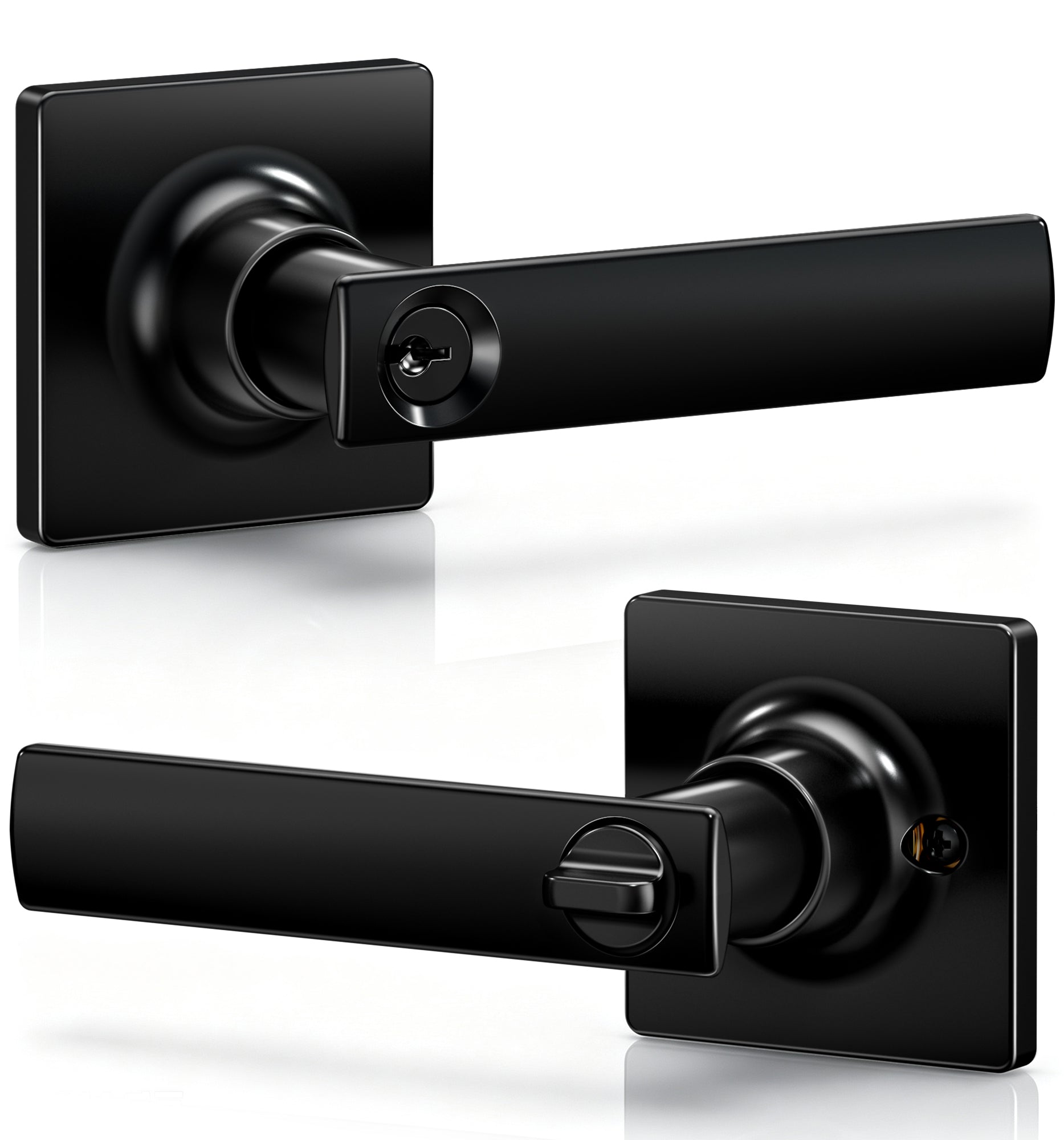 Veise LY01 Square Keyed Entry Door Lever, Door Handle with Lock