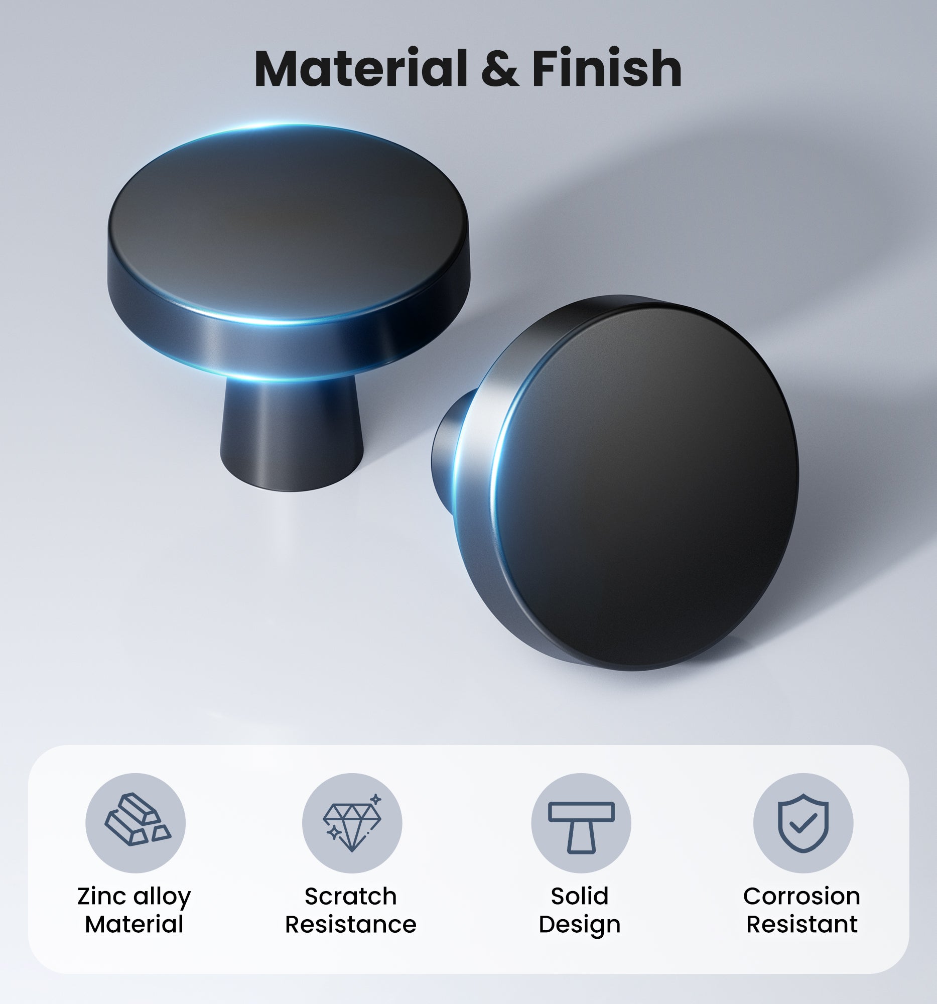 Veise Cabinet Knobs 1-1/4 Inch  Zinc  Cabinet Handles