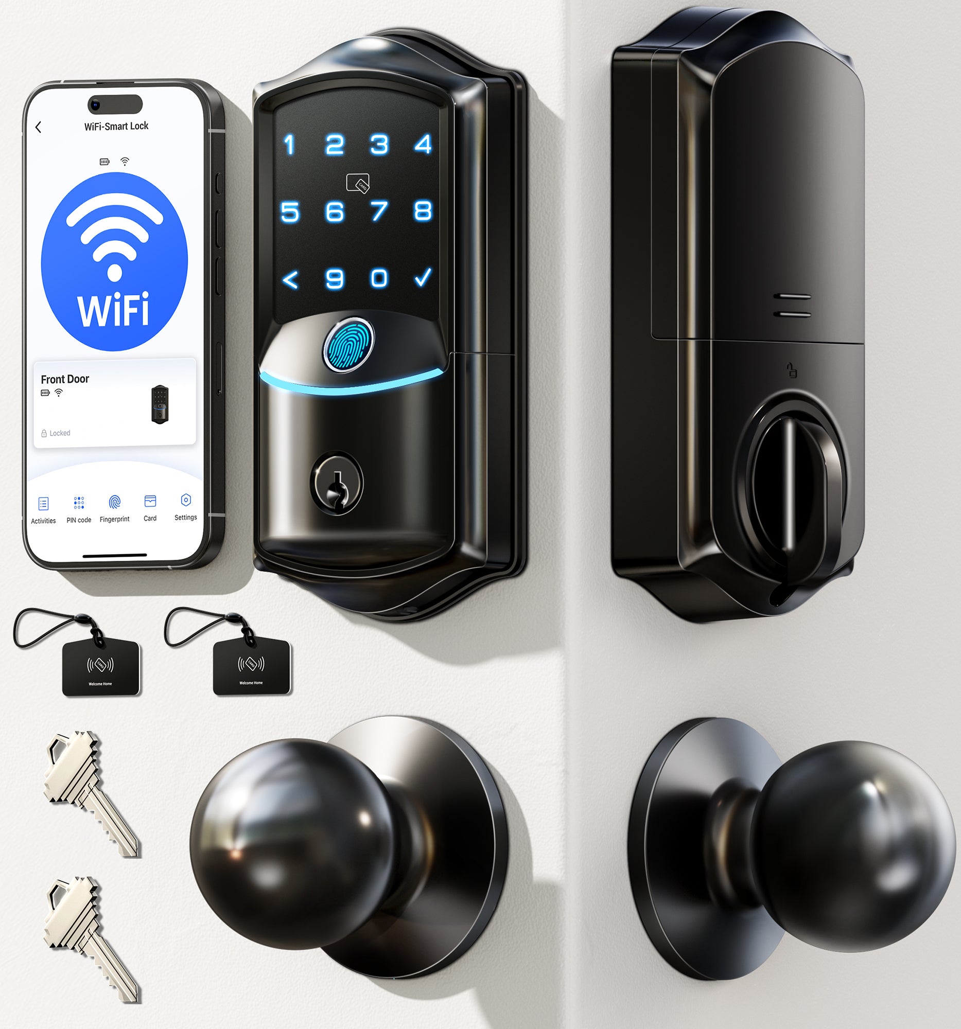 Veise VE027-K Built-in Wi-Fi Fingerprint Smart Lock with 2 Knobs