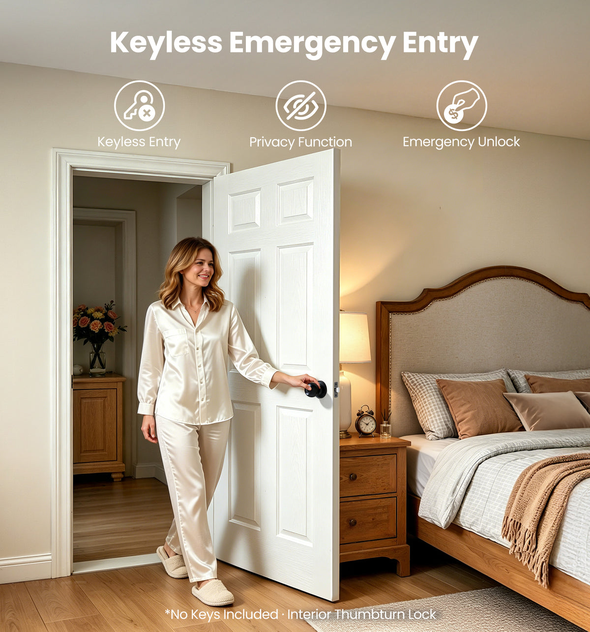 Veise KF06  Privacy Door Knobs Set, Keyless Interior Door Locks for Bedroom & Bathroom
