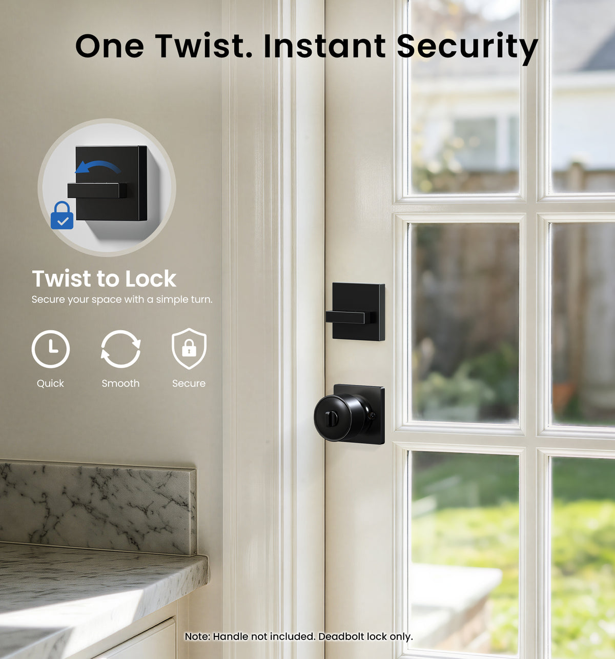 ZY01 Modern Square Deadbolt Lock #Color_Matte Black