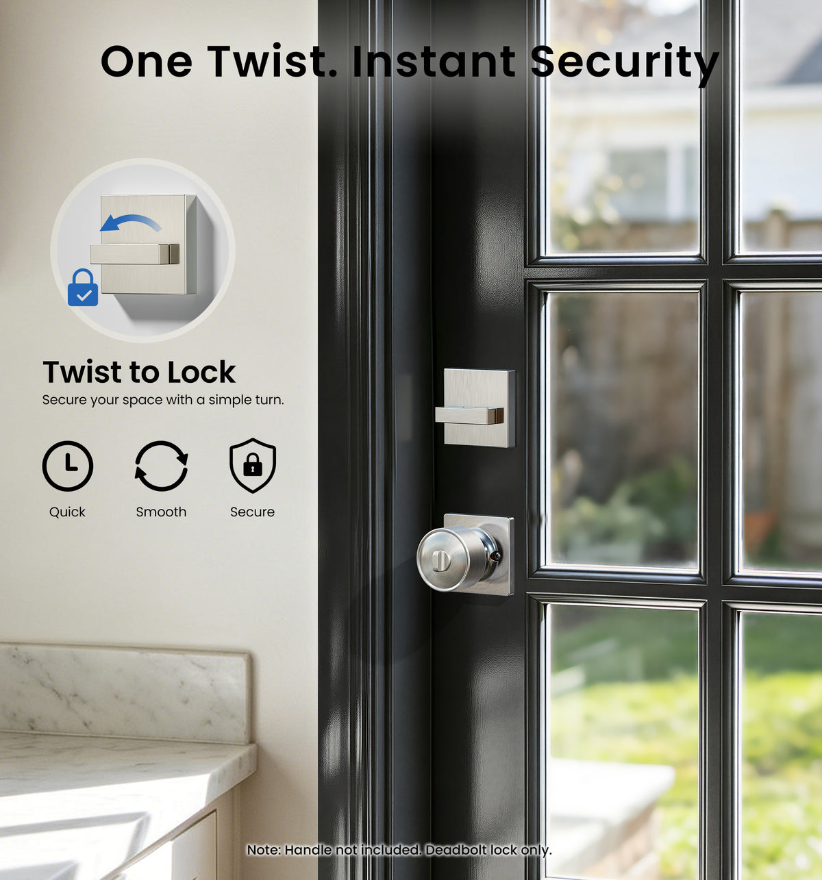 ZY01 Modern Square Deadbolt Lock #Color_Matte Black