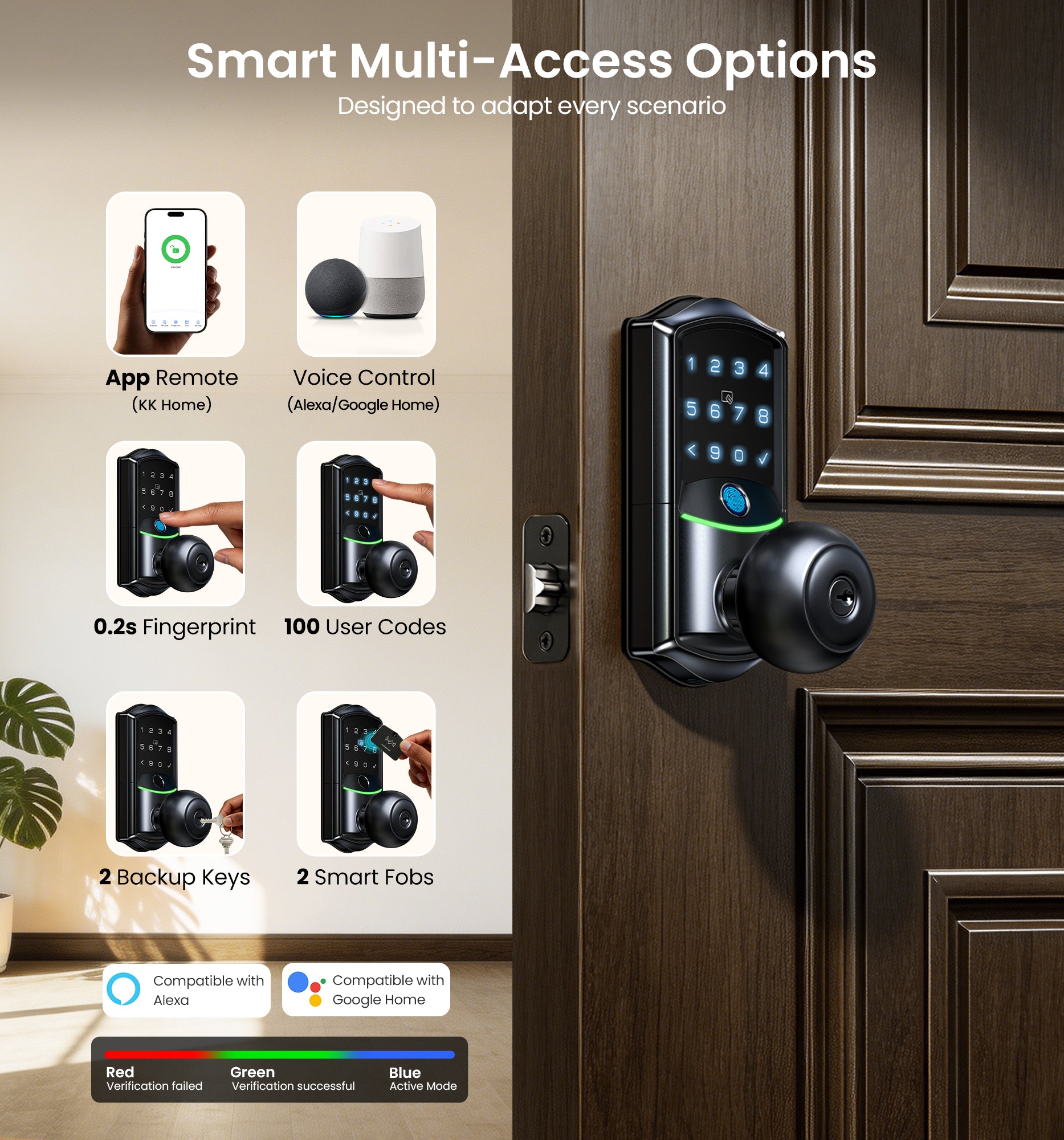 Veise VE028 Built-in Wi-Fi Smart Lock with Knob