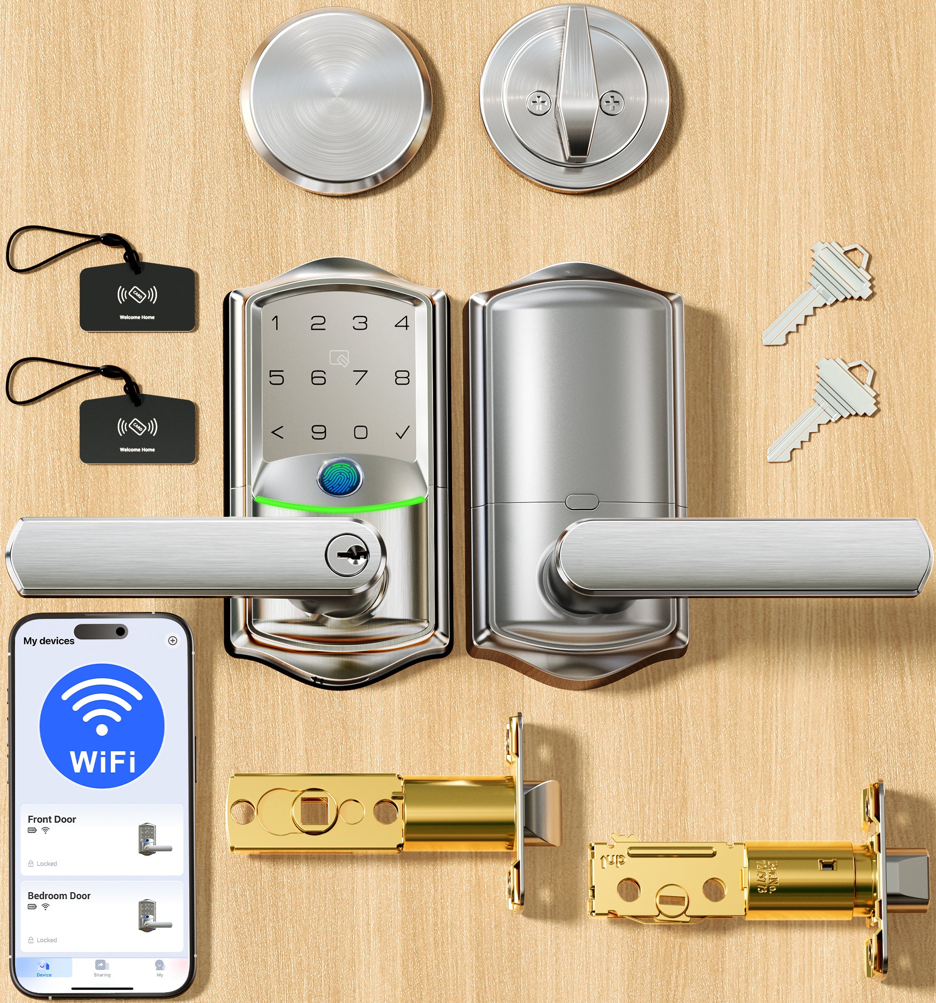 Veise VE029-E WiFi Smart Lever Lock with Non-Keyed Deadbolt