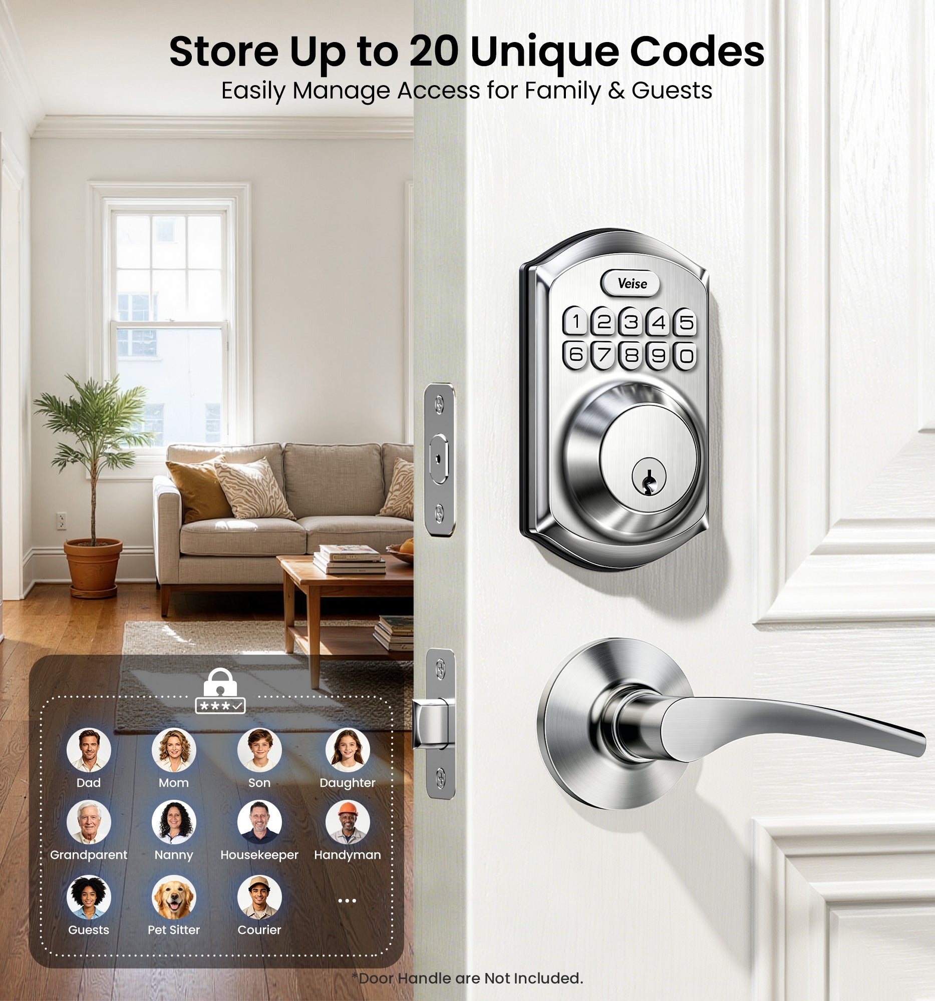 Veise VE001 Keyless Entry Deadbolt, Keypad Door Lock for Front Door
