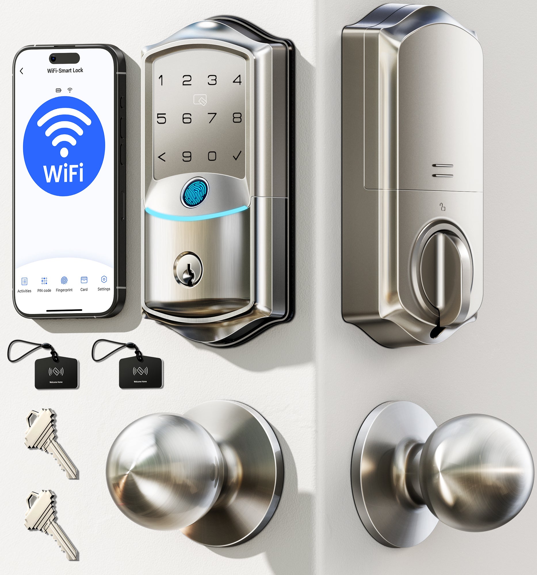 Veise VE027-K WiFi Smart Deadbolt Locks with 2 Knobs Set