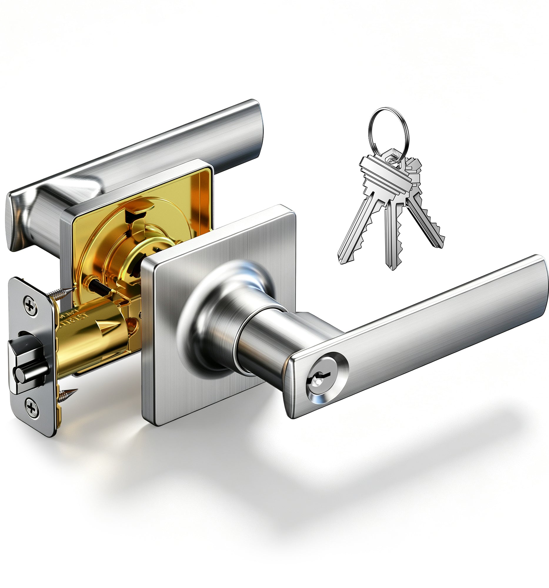 Veise LY01 Square Keyed Entry Door Lever, Door Handle with Lock