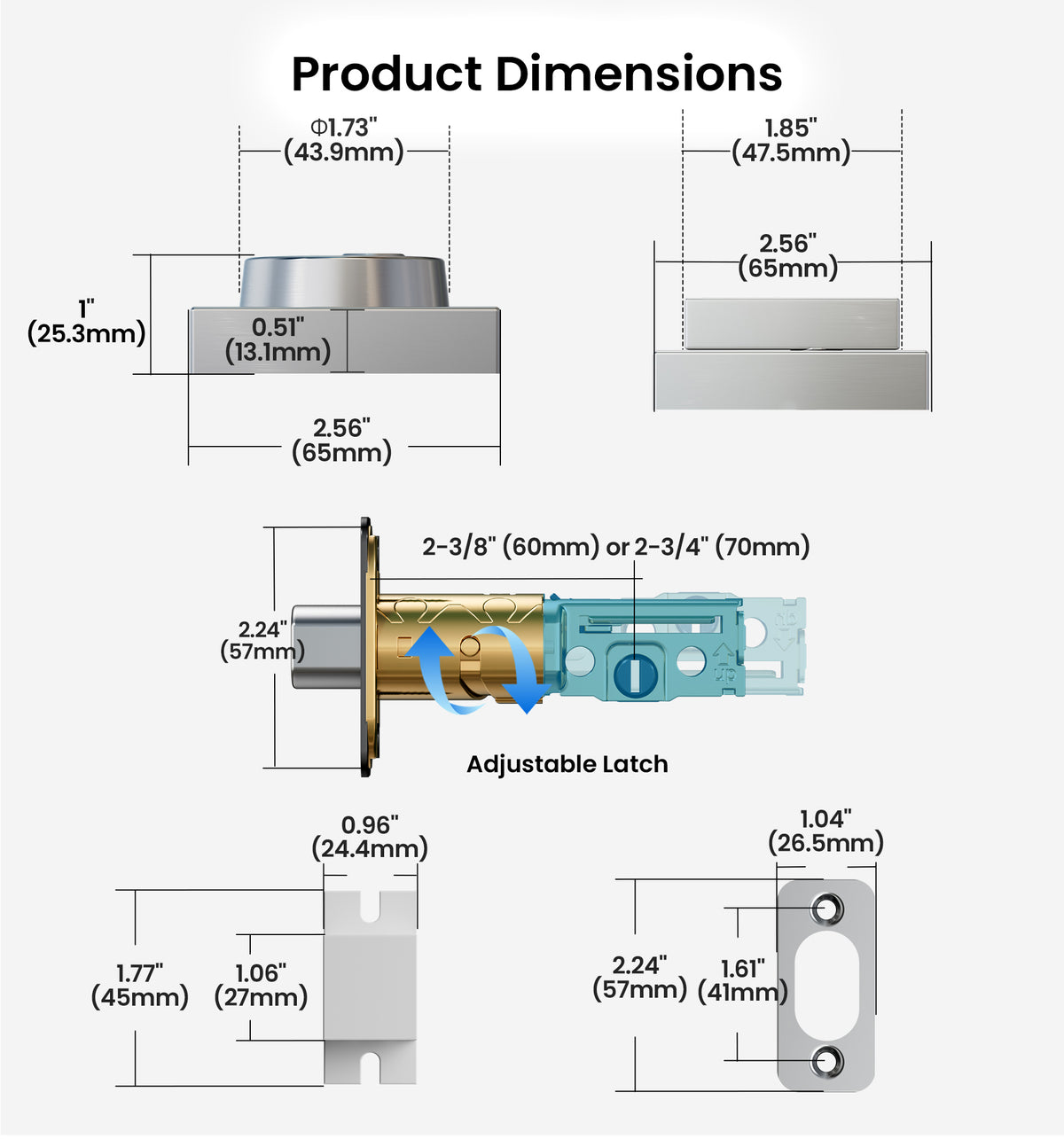 ZY01 Modern Square Deadbolt Lock #Color_Satin Nickel