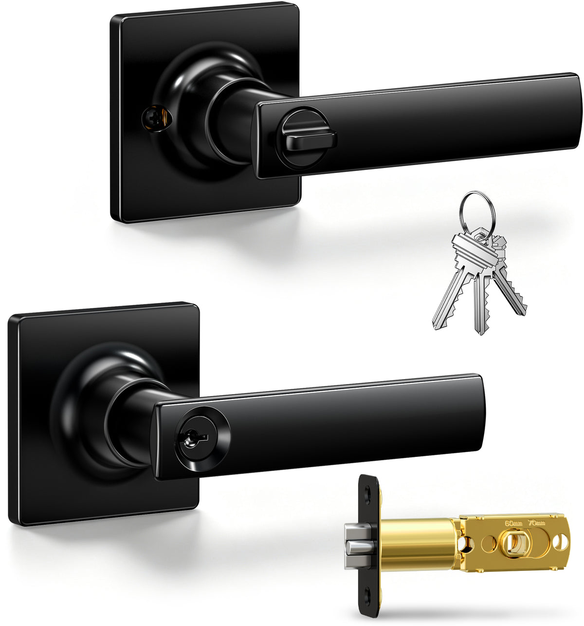 LY01 Square Keyed Entry Door Lever #Color_Matte Black