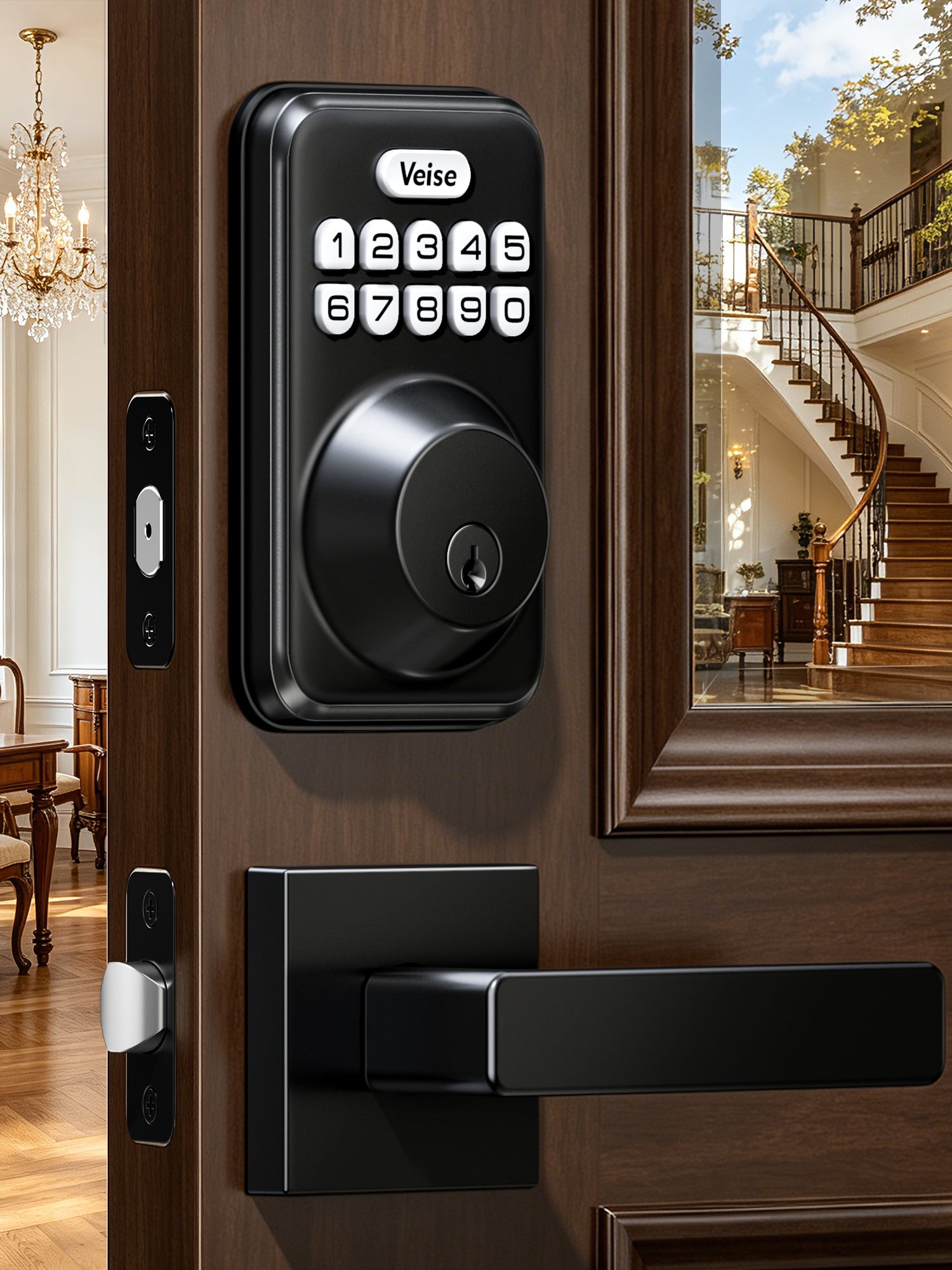 Veise DK01-B Keypad Deadbolt with 2 Lever Handles