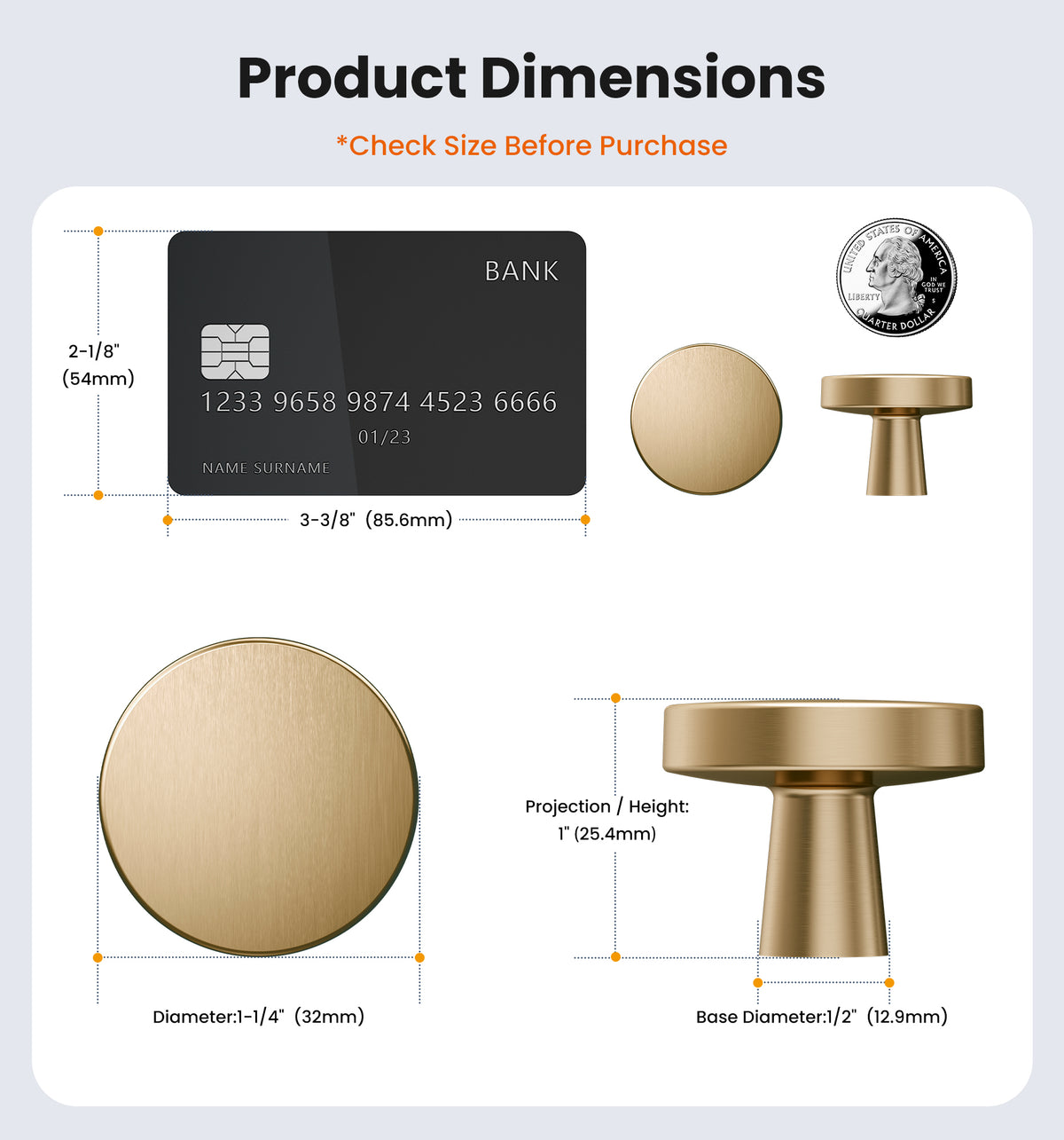 NK-1.16IN Cabinet Knobs 1-1/4 Inch  Zinc  Cabinet Handles #Color_Champagne Bronze